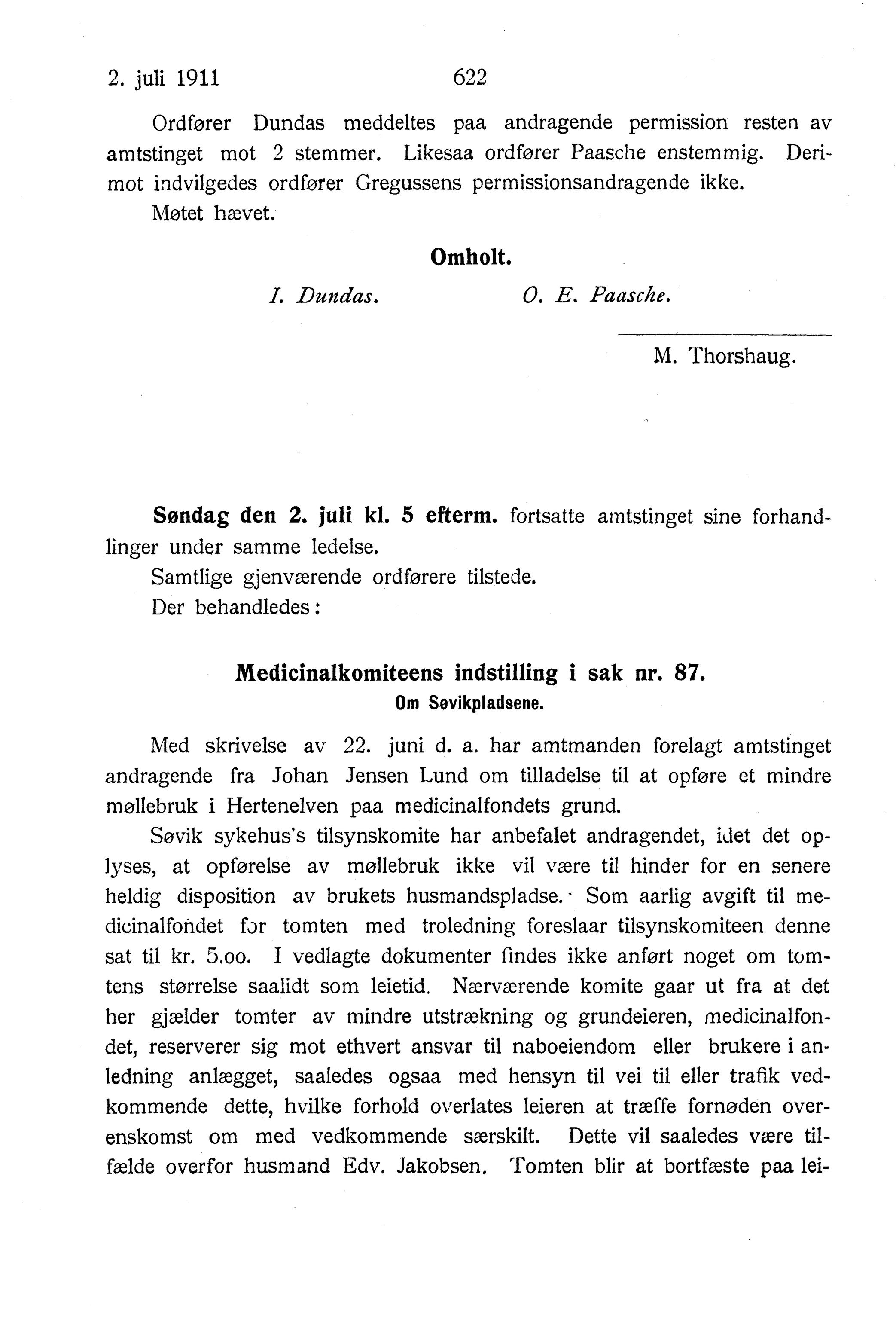 Nordland Fylkeskommune. Fylkestinget, AIN/NFK-17/176/A/Ac/L0034: Fylkestingsforhandlinger 1911, 1911, p. 622