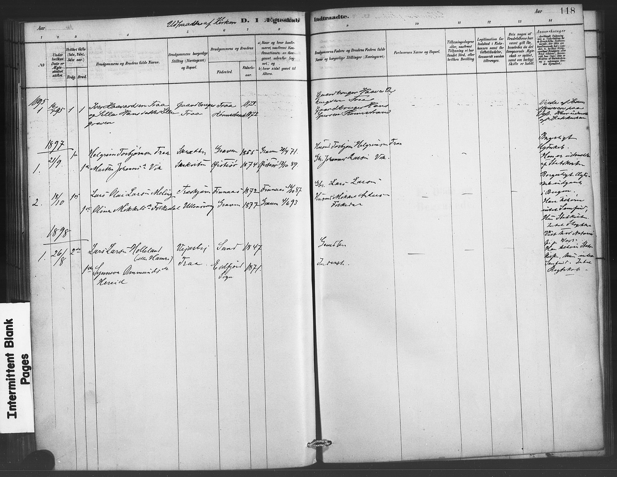 Ulvik sokneprestembete, SAB/A-78801/H/Haa: Parish register (official) no. C 1, 1878-1903, p. 118