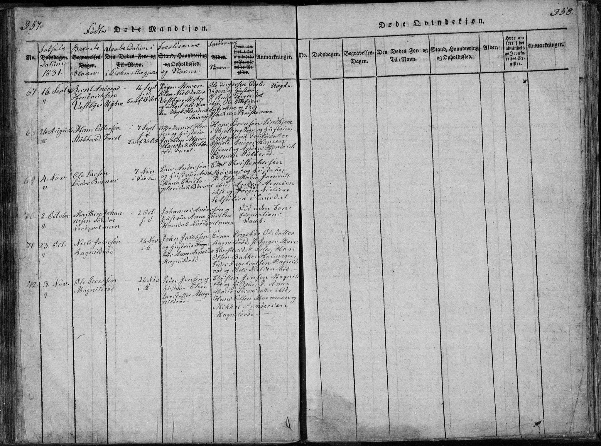 Hedrum kirkebøker, SAKO/A-344/F/Fa/L0004: Parish register (official) no. I 4, 1817-1835, p. 357-358
