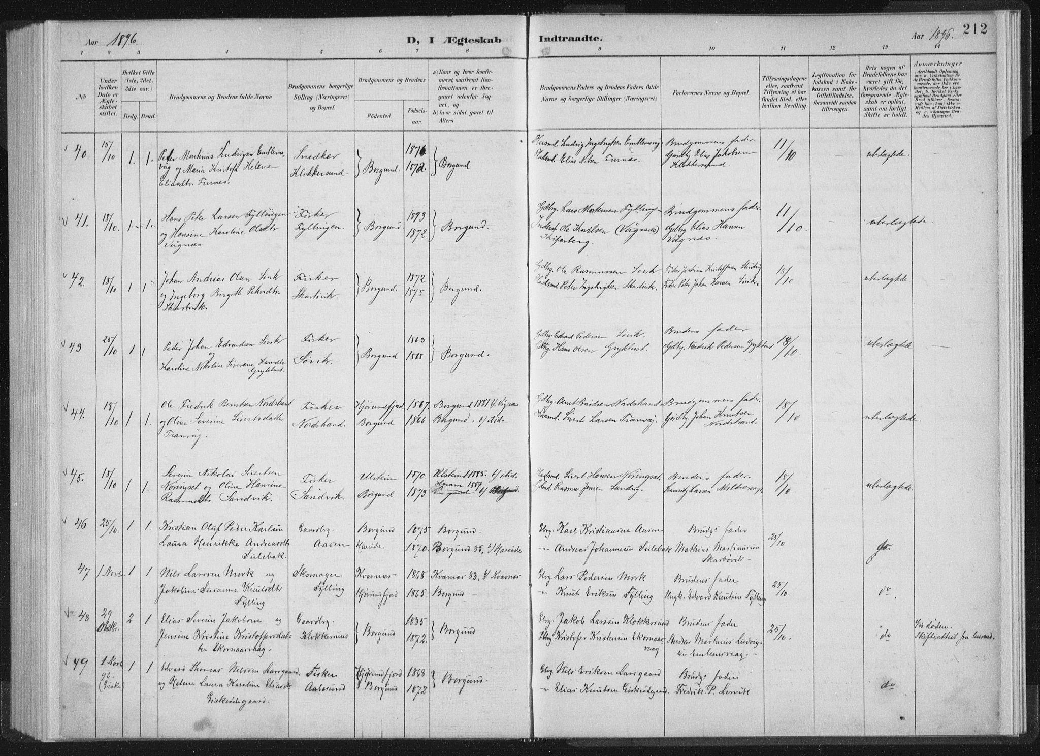 Ministerialprotokoller, klokkerbøker og fødselsregistre - Møre og Romsdal, AV/SAT-A-1454/528/L0405: Parish register (official) no. 528A14, 1891-1906, p. 212