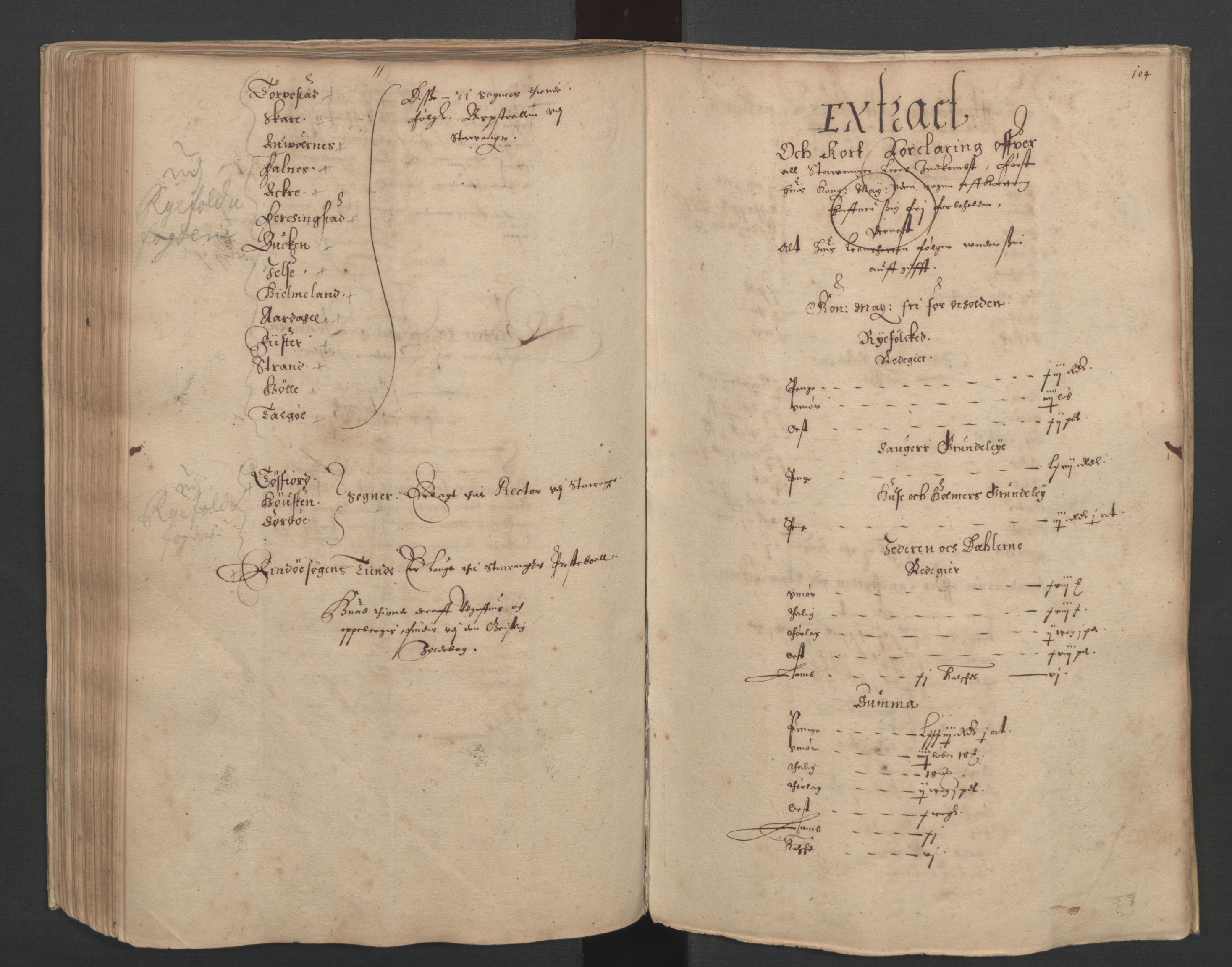 Rentekammeret inntil 1814, Realistisk ordnet avdeling, RA/EA-4070/L/L0023/0002: Stavanger lagdømme: / [B]: Kronens jordebok., 1661, p. 103b-104a