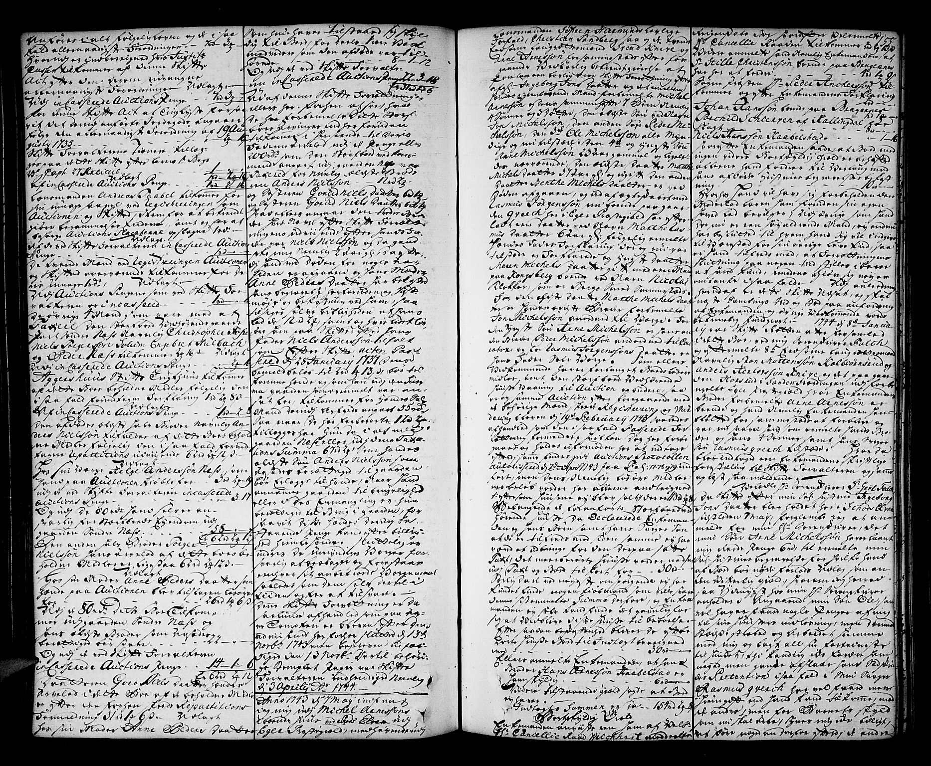 Eiker, Modum og Sigdal sorenskriveri, SAKO/A-123/H/Hb/Hba/L0009a: Skifteprotokoll, 1743-1745, p. 154b-155a