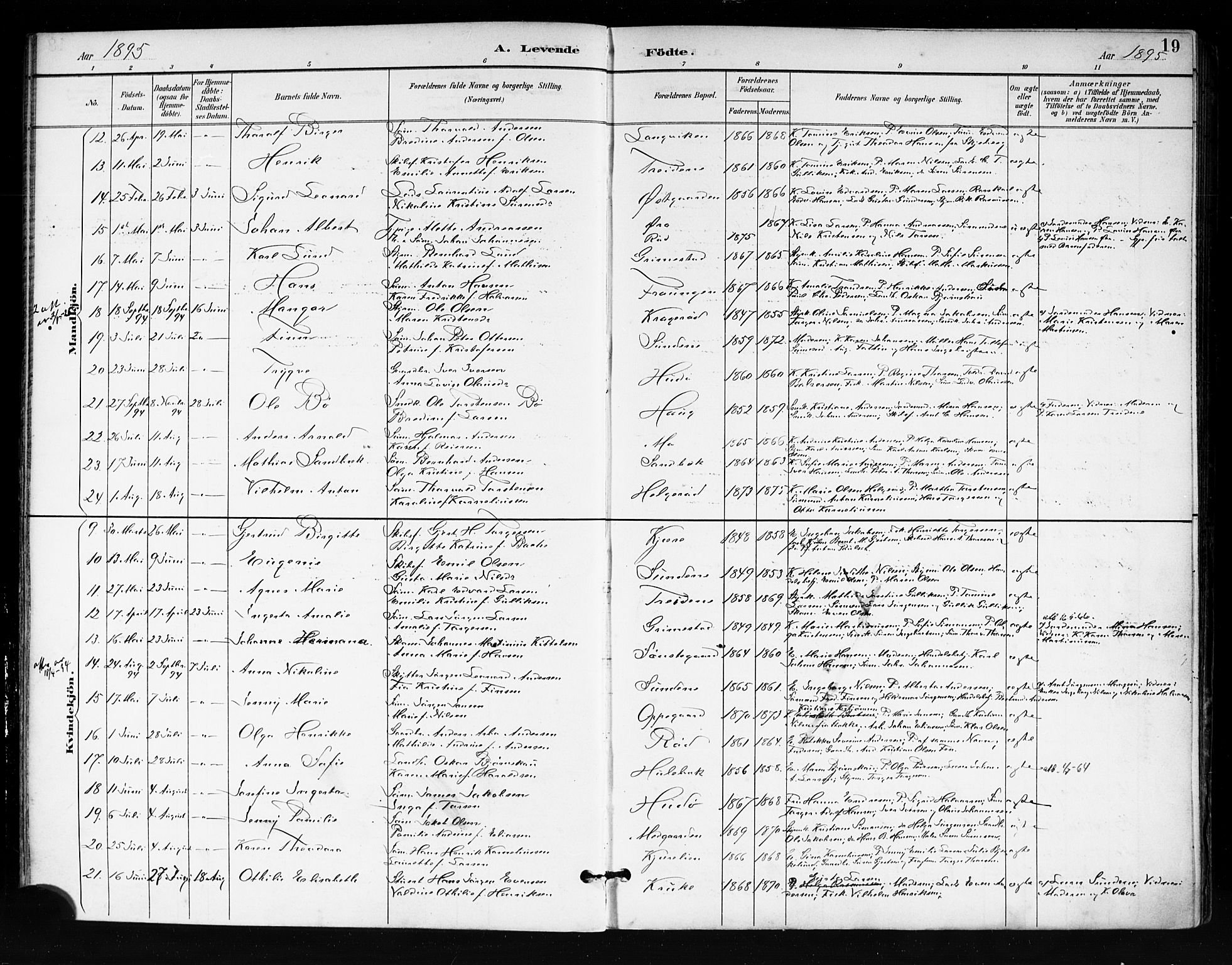 Tjøme kirkebøker, AV/SAKO-A-328/F/Fa/L0003: Parish register (official) no. I 3, 1891-1900, p. 19