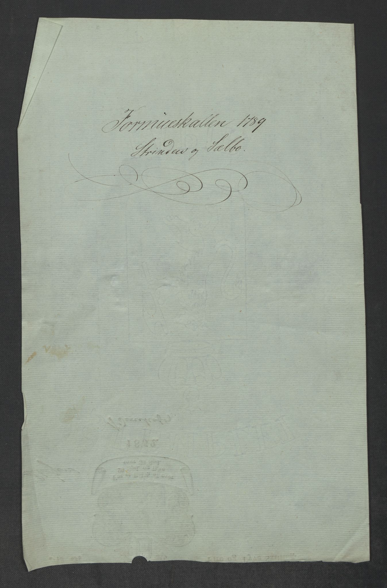 Rentekammeret inntil 1814, Reviderte regnskaper, Mindre regnskaper, RA/EA-4068/Rf/Rfe/L0047: Strinda og Selbu fogderi. Strømsø, 1789, p. 3