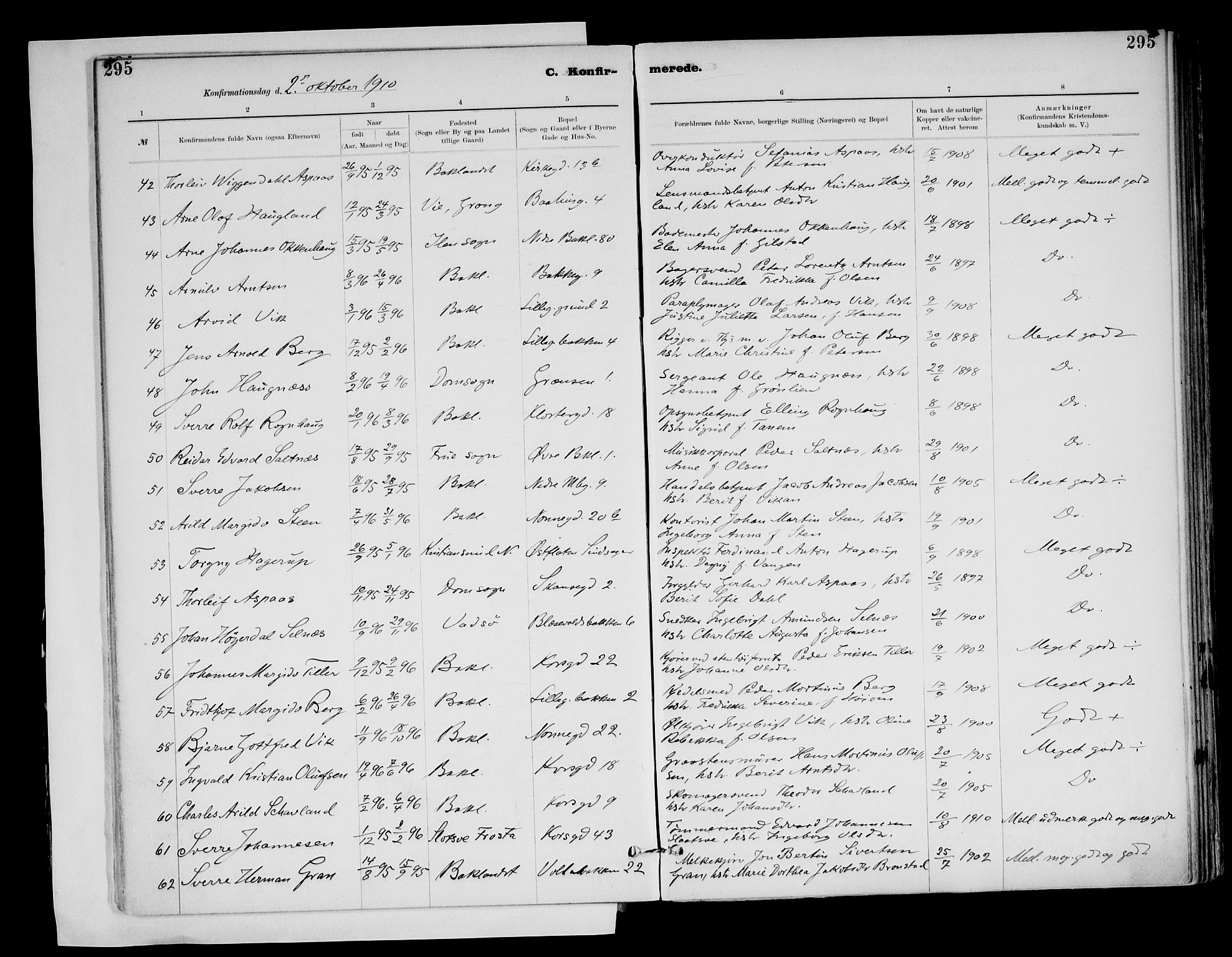 Ministerialprotokoller, klokkerbøker og fødselsregistre - Sør-Trøndelag, AV/SAT-A-1456/604/L0203: Parish register (official) no. 604A23, 1908-1916, p. 295