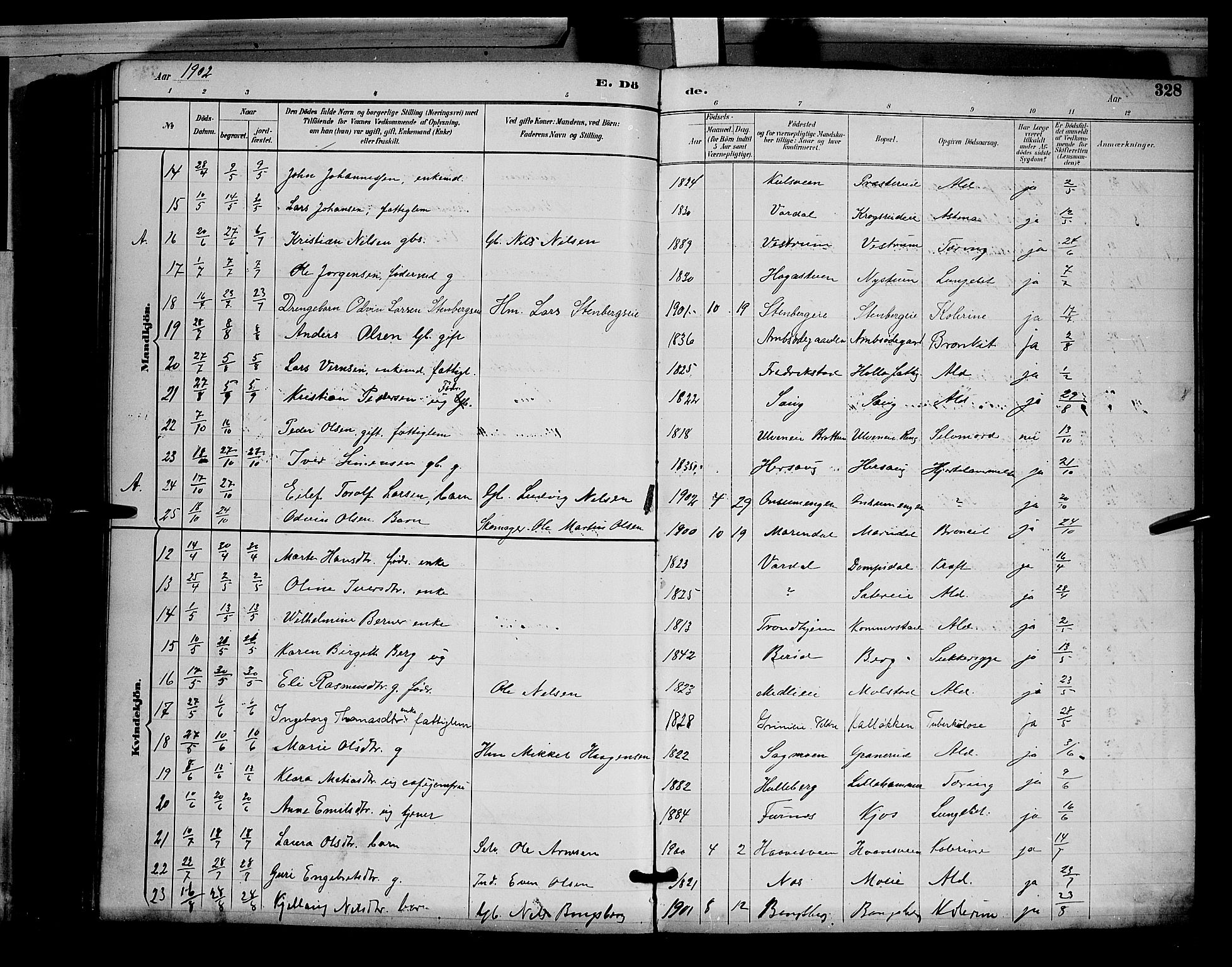 Ringsaker prestekontor, AV/SAH-PREST-014/L/La/L0012: Parish register (copy) no. 12, 1891-1902, p. 328