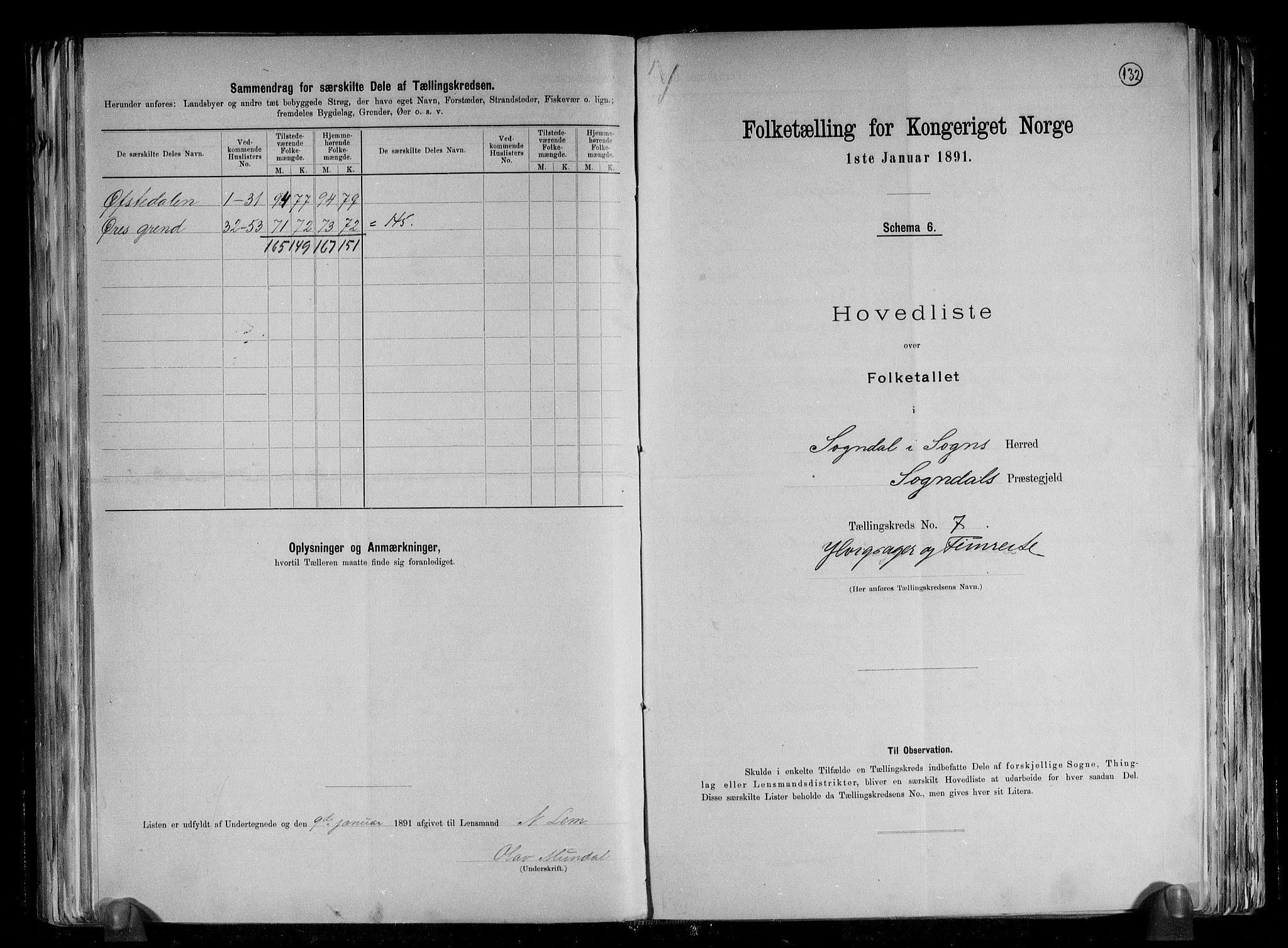 RA, 1891 census for 1420 Sogndal, 1891, p. 18
