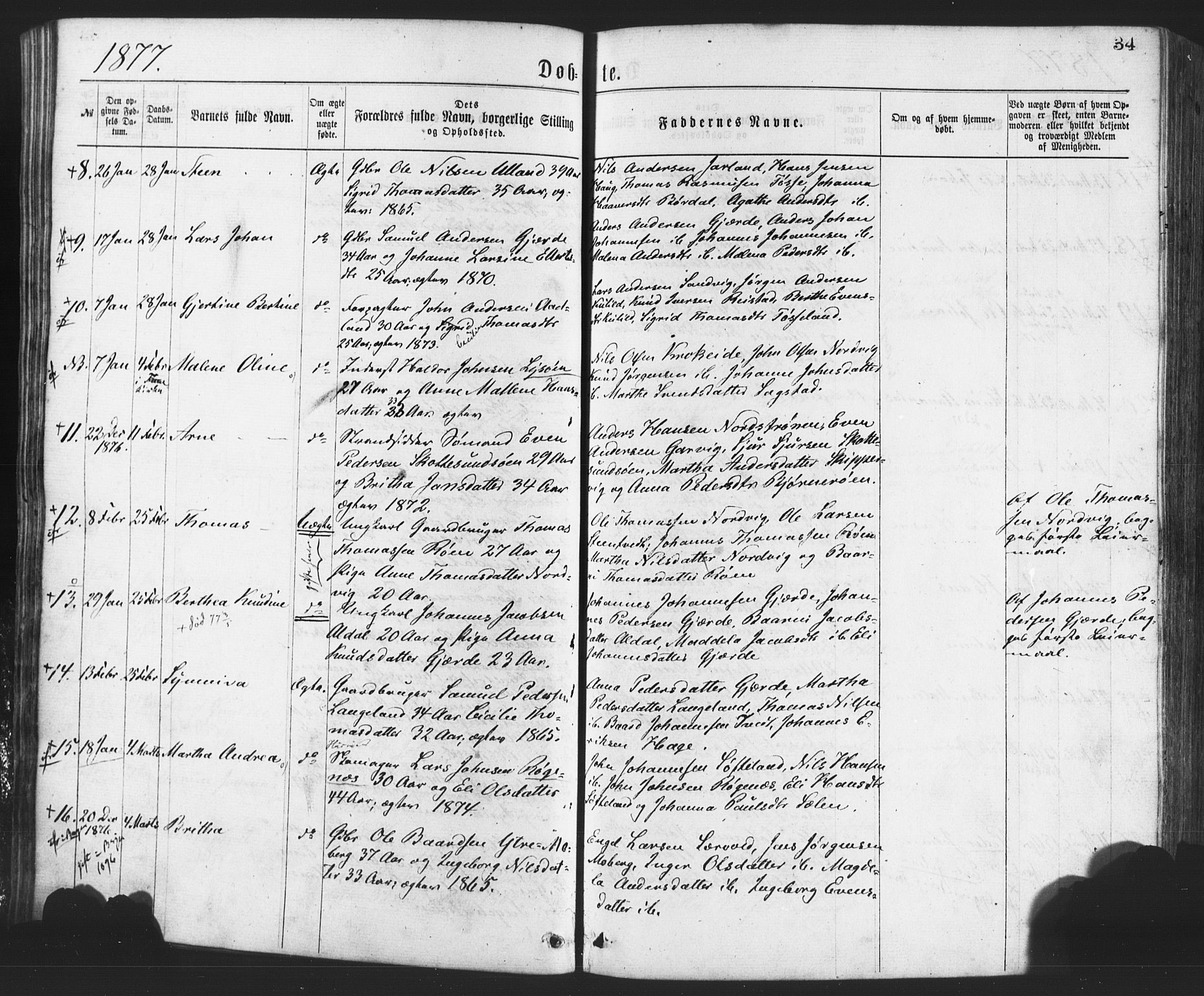 Os sokneprestembete, SAB/A-99929: Parish register (official) no. A 18, 1874-1884, p. 34