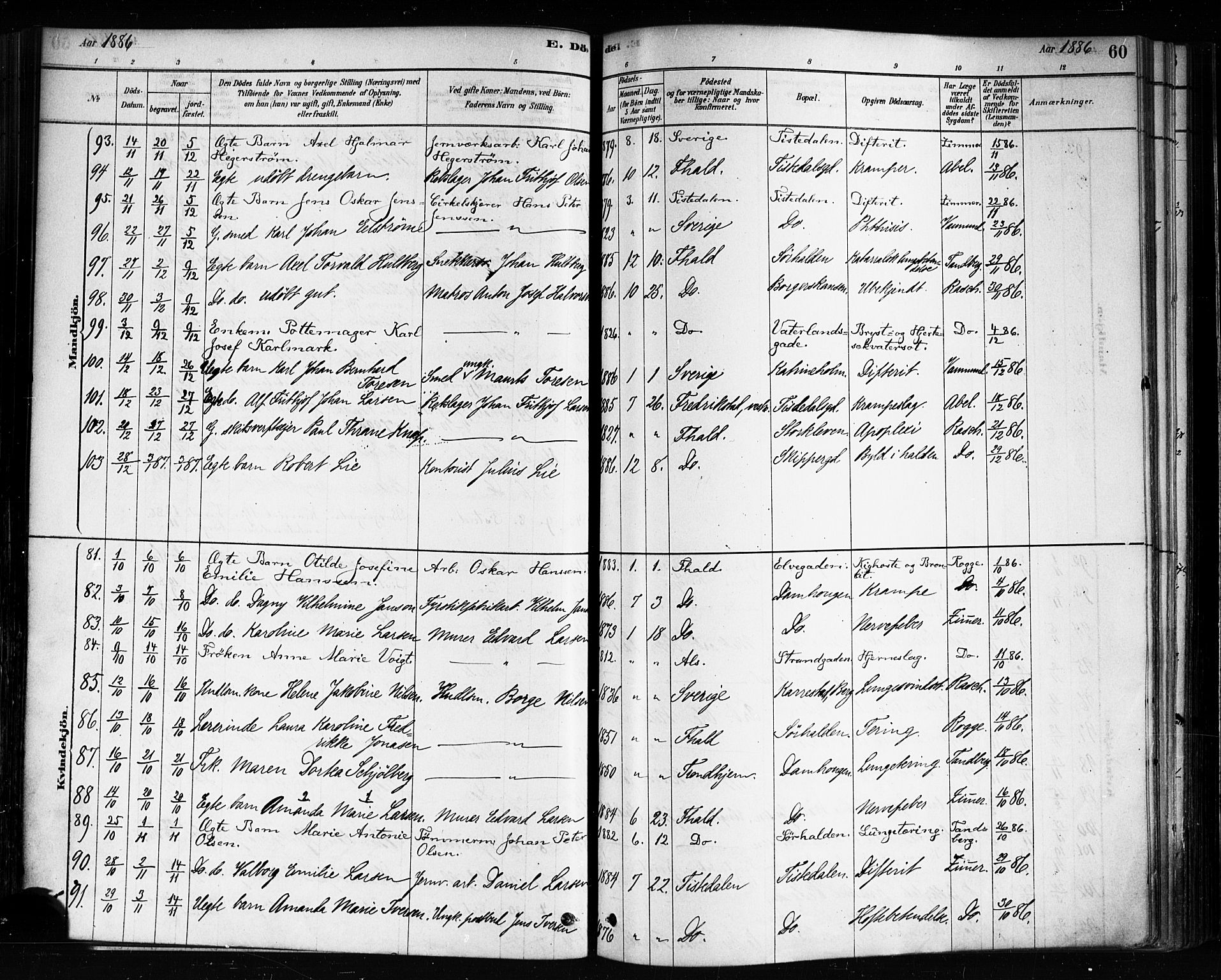 Halden prestekontor Kirkebøker, AV/SAO-A-10909/F/Fa/L0012: Parish register (official) no. I 12, 1878-1889, p. 60