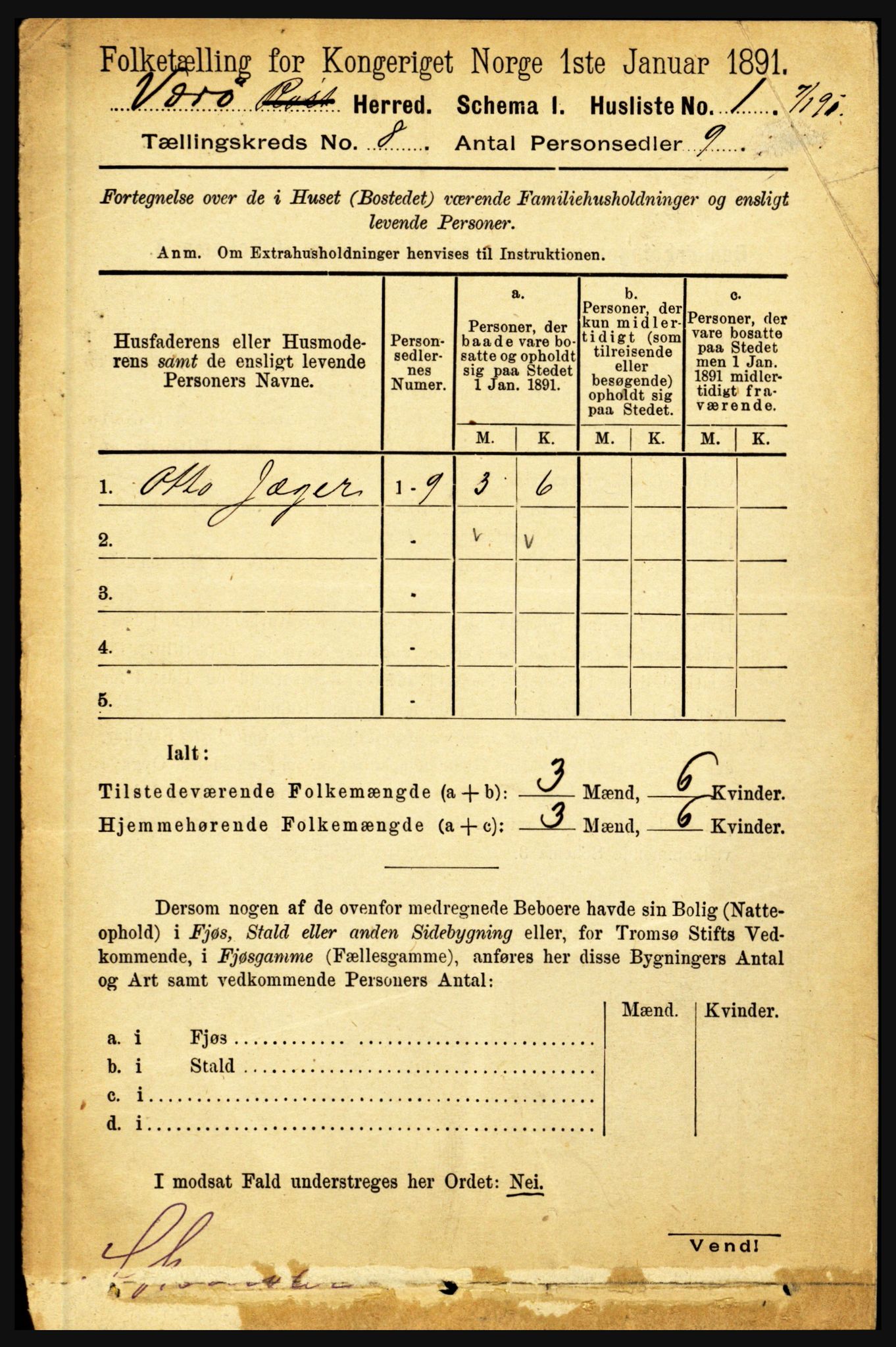 RA, 1891 census for 1857 Værøy, 1891, p. 1115