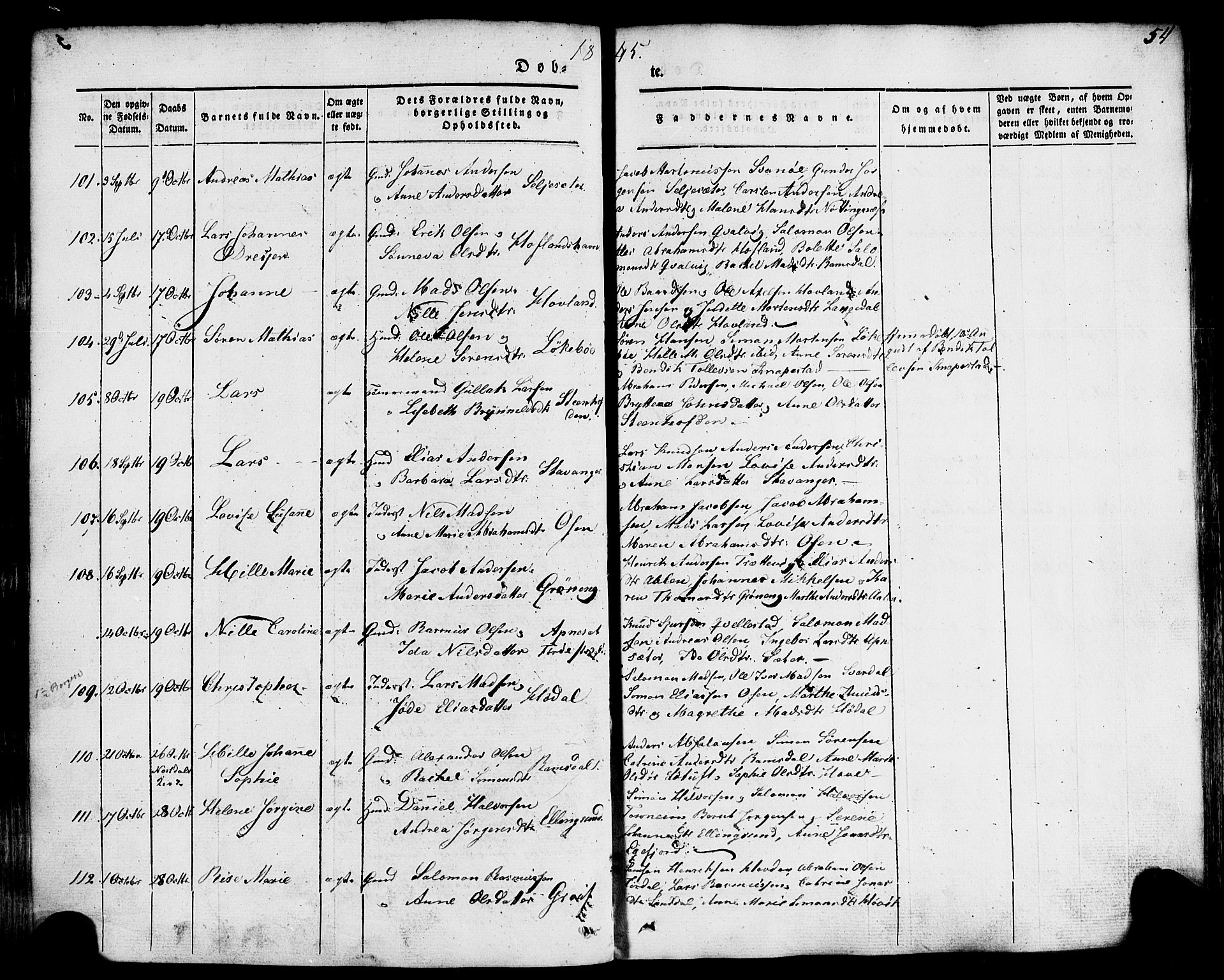 Kinn sokneprestembete, AV/SAB-A-80801/H/Haa/Haaa/L0005: Parish register (official) no. A 5, 1841-1857, p. 54