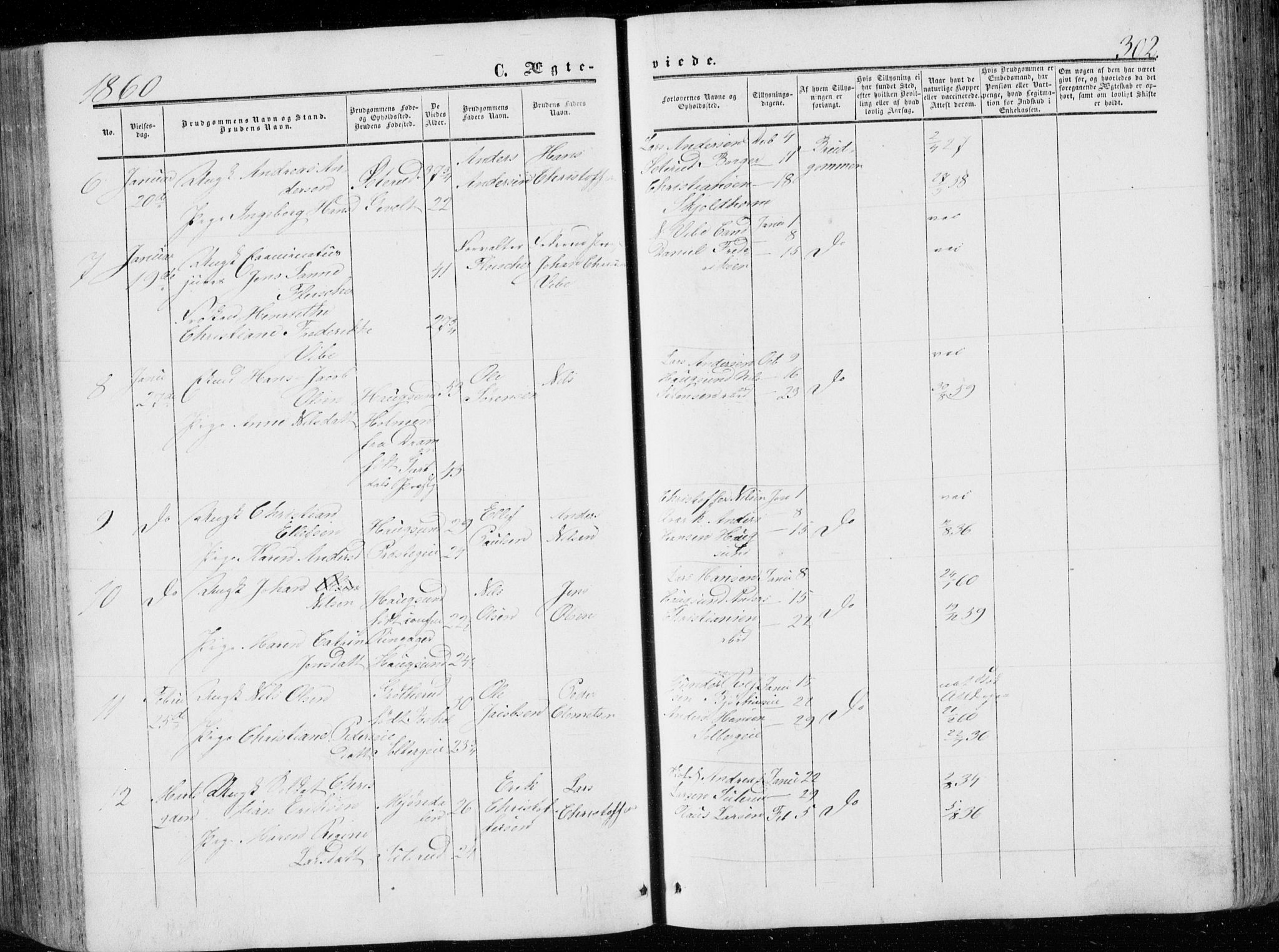 Eiker kirkebøker, SAKO/A-4/G/Ga/L0003: Parish register (copy) no. I 3, 1856-1871, p. 302