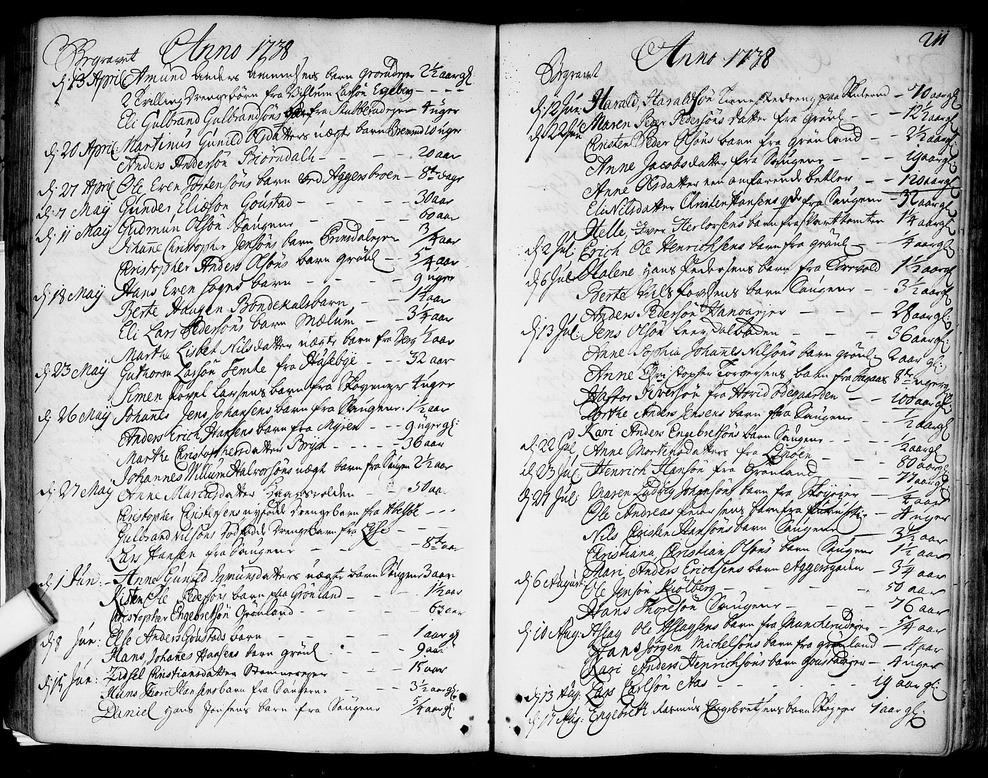 Aker prestekontor kirkebøker, AV/SAO-A-10861/F/L0007: Parish register (official) no. 7, 1734-1748, p. 211