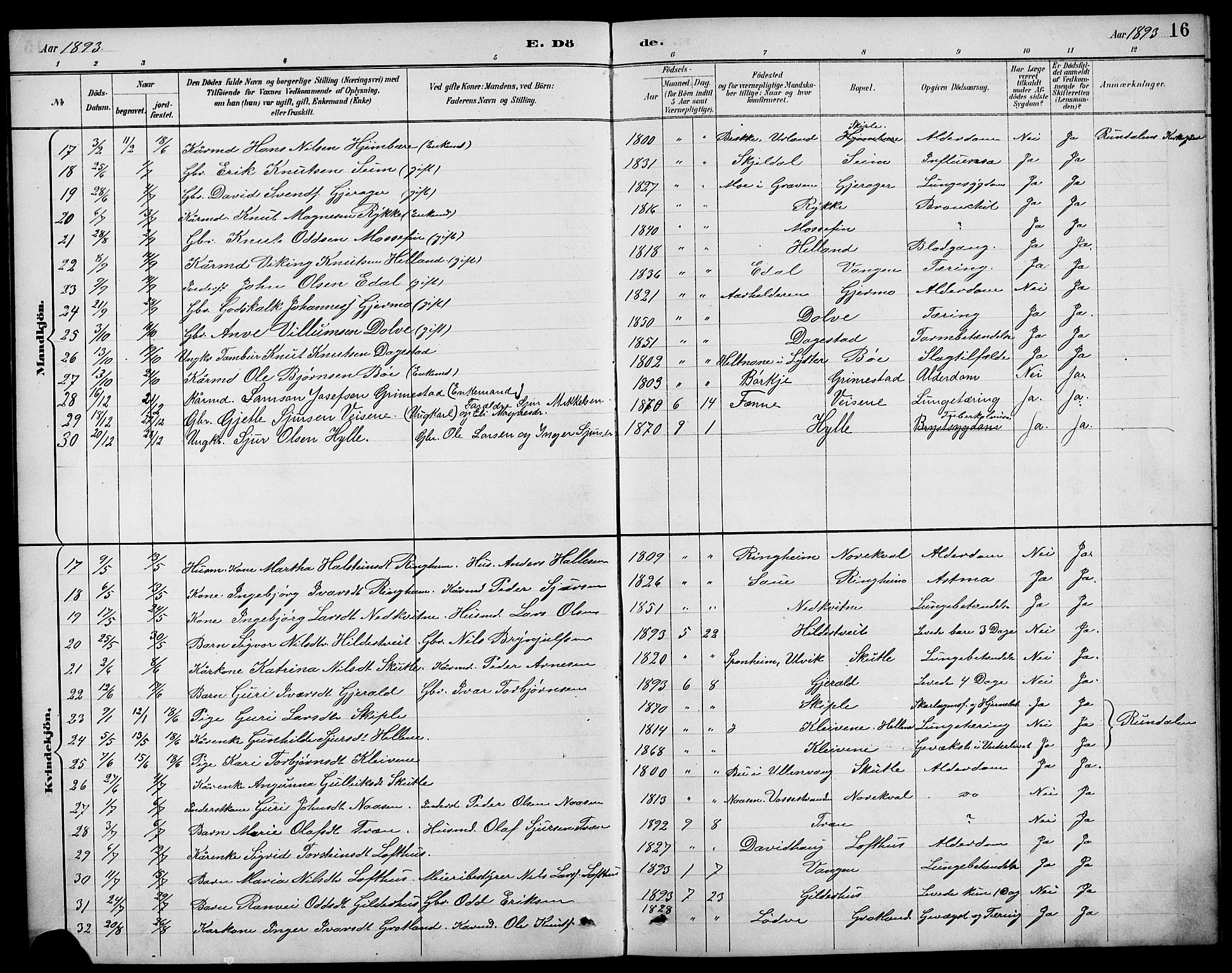 Voss sokneprestembete, AV/SAB-A-79001/H/Hab: Parish register (copy) no. F 1, 1890-1912, p. 16