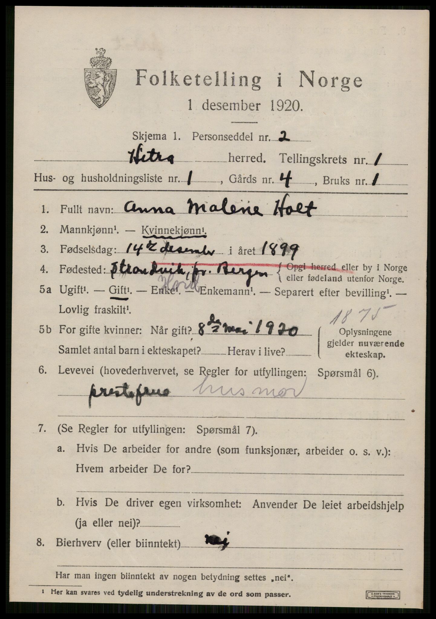 SAT, 1920 census for Hitra, 1920, p. 559