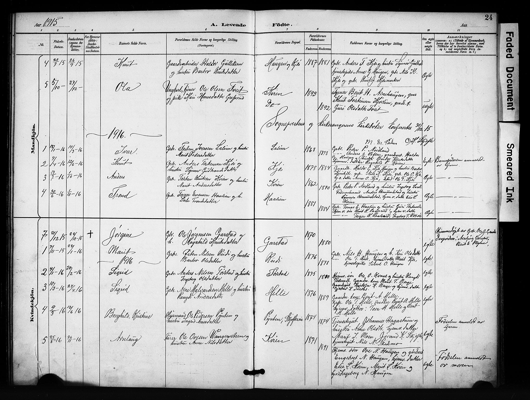 Vang prestekontor, Valdres, SAH/PREST-140/H/Hb/L0007: Parish register (copy) no. 7, 1893-1924, p. 24