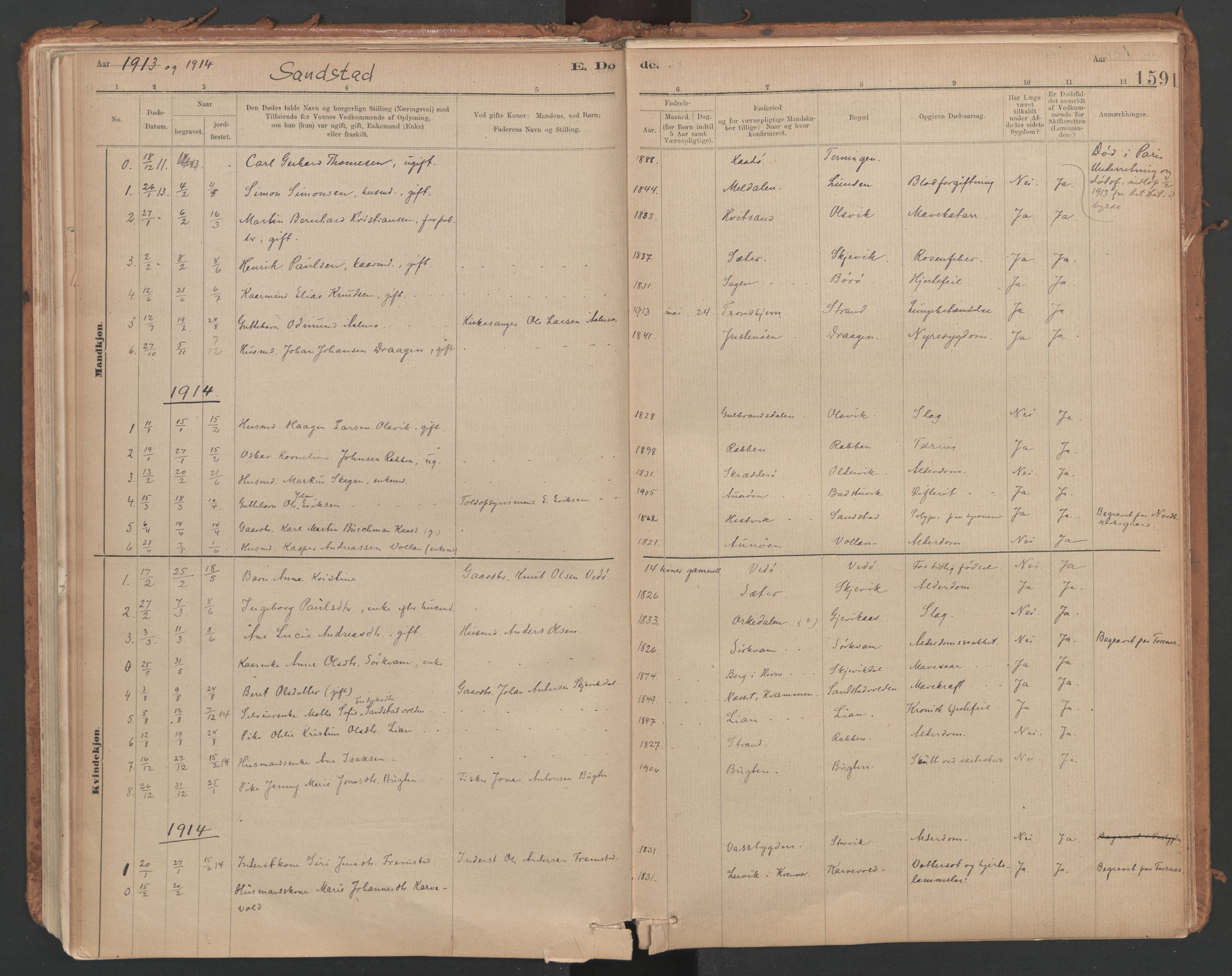 Ministerialprotokoller, klokkerbøker og fødselsregistre - Sør-Trøndelag, SAT/A-1456/639/L0572: Parish register (official) no. 639A01, 1890-1920, p. 159