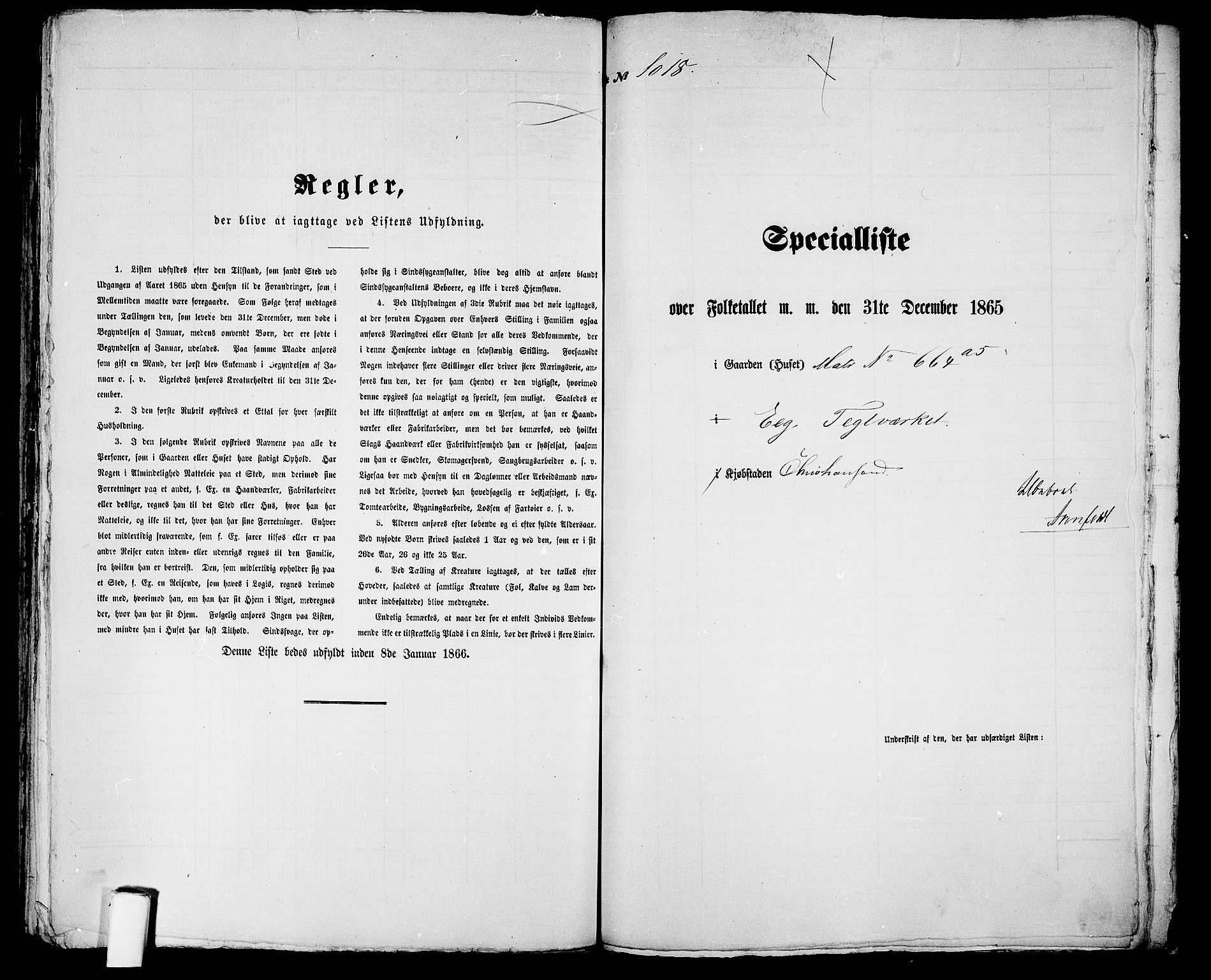 RA, 1865 census for Kristiansand, 1865, p. 2069