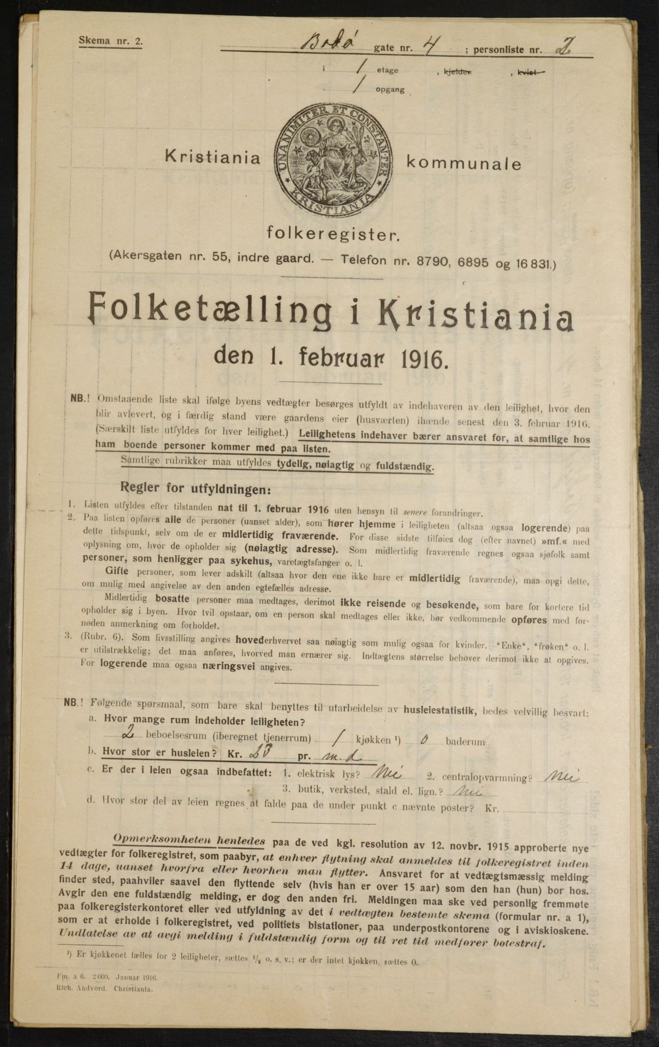 OBA, Municipal Census 1916 for Kristiania, 1916, p. 6801