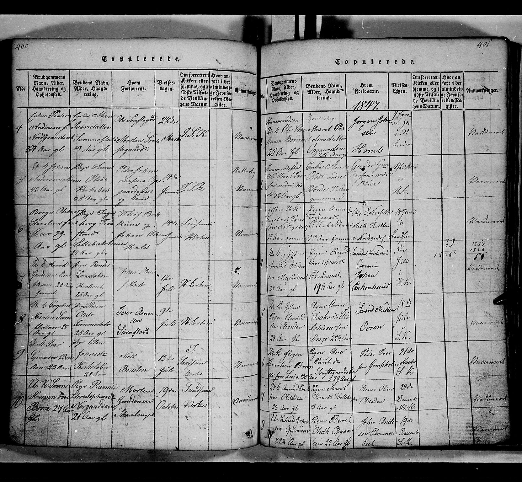 Gausdal prestekontor, SAH/PREST-090/H/Ha/Hab/L0002: Parish register (copy) no. 2, 1818-1874, p. 400-401