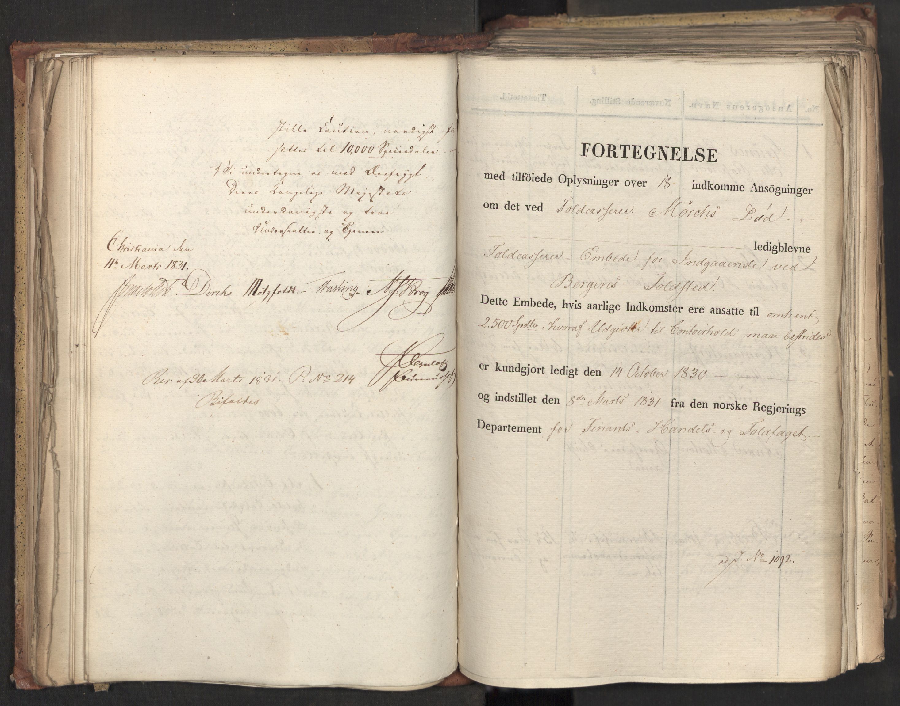 Statsrådsavdelingen i Stockholm, AV/RA-S-1003/D/Da/L0070: Regjeringsinnstillinger nr. 1047-1221, 1831, p. 170