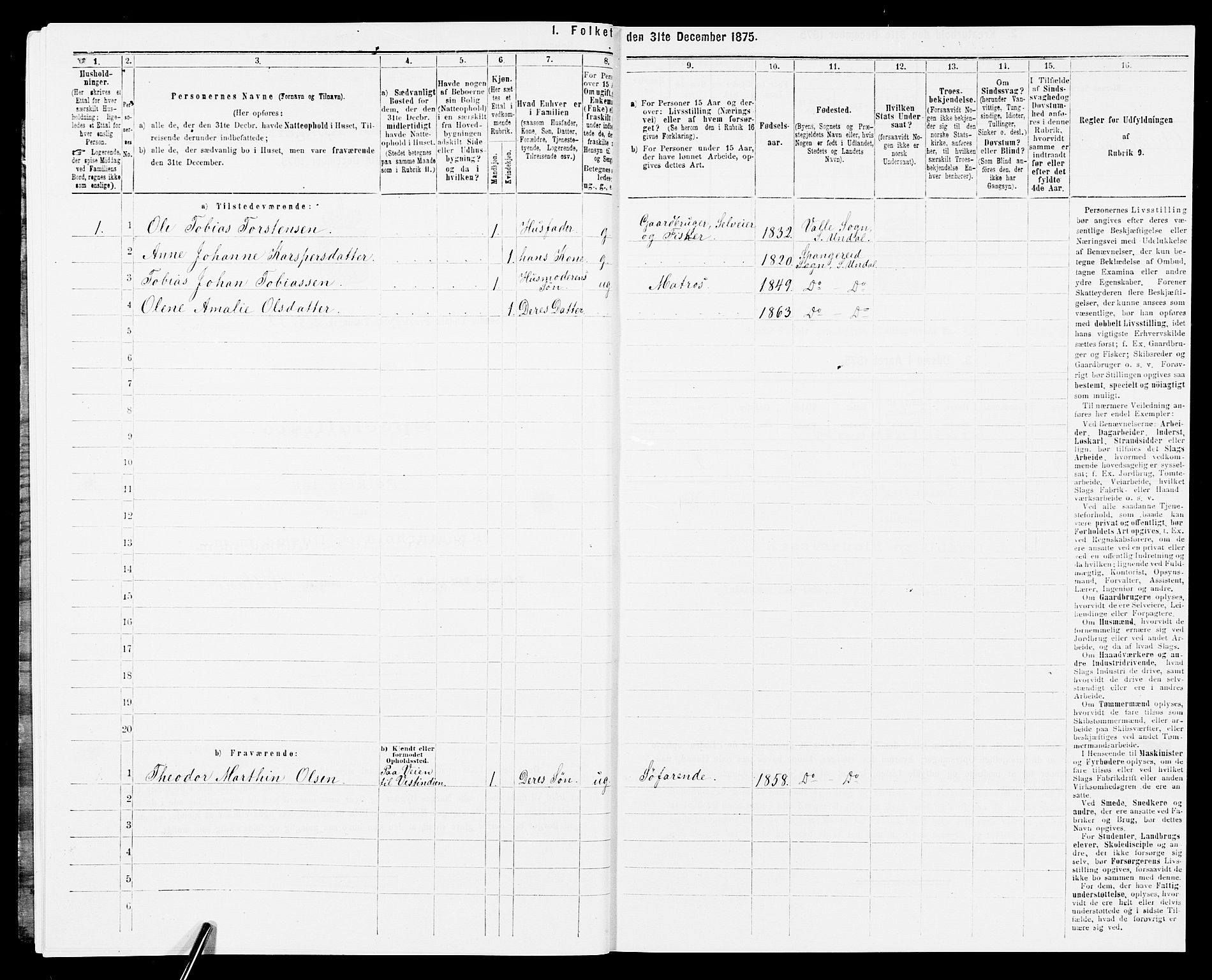 SAK, 1875 census for 1029P Sør-Audnedal, 1875, p. 1744