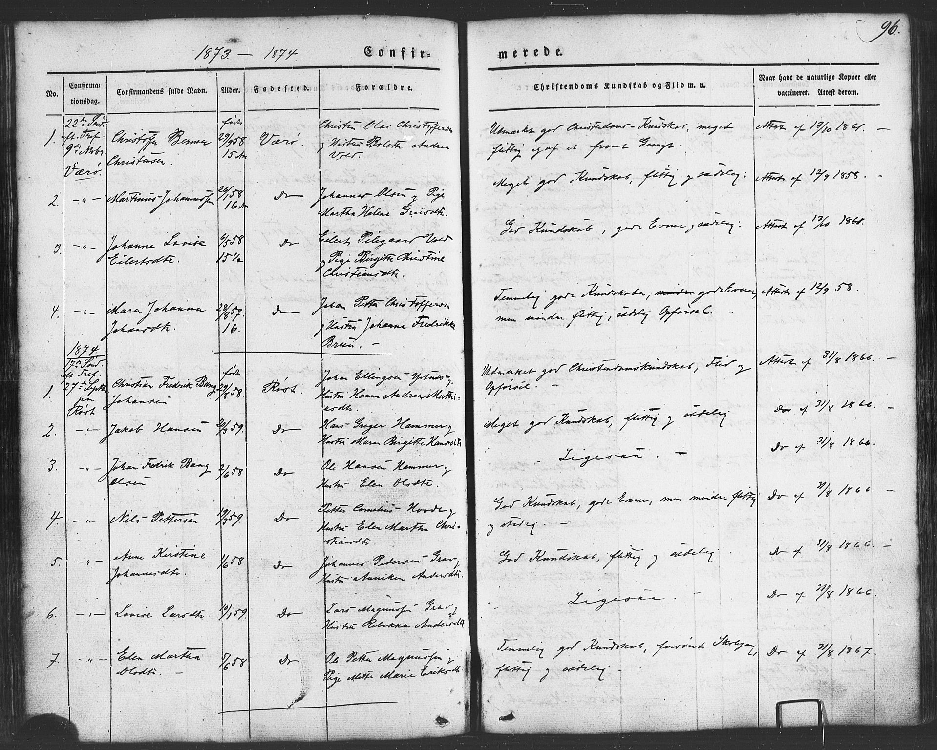 Ministerialprotokoller, klokkerbøker og fødselsregistre - Nordland, AV/SAT-A-1459/807/L0121: Parish register (official) no. 807A04, 1846-1879, p. 96