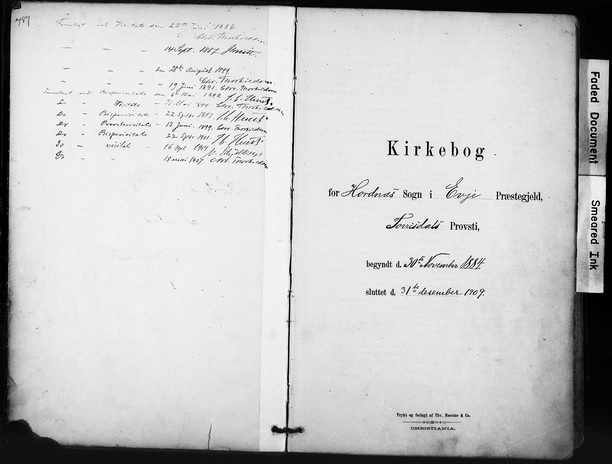 Evje sokneprestkontor, SAK/1111-0008/F/Fa/Fab/L0003: Parish register (official) no. A 3, 1884-1909