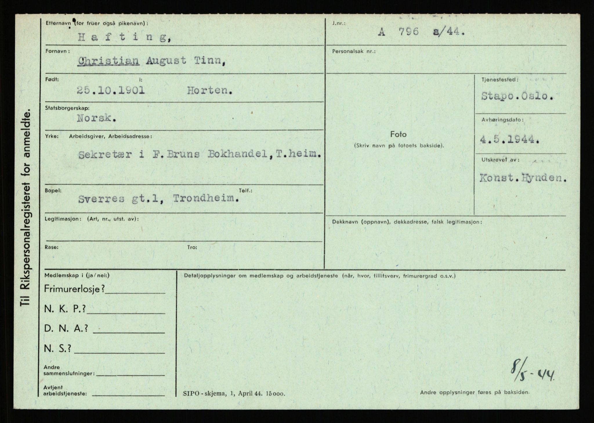 Statspolitiet - Hovedkontoret / Osloavdelingen, AV/RA-S-1329/C/Ca/L0005: Furali - Hamula, 1943-1945, p. 3795