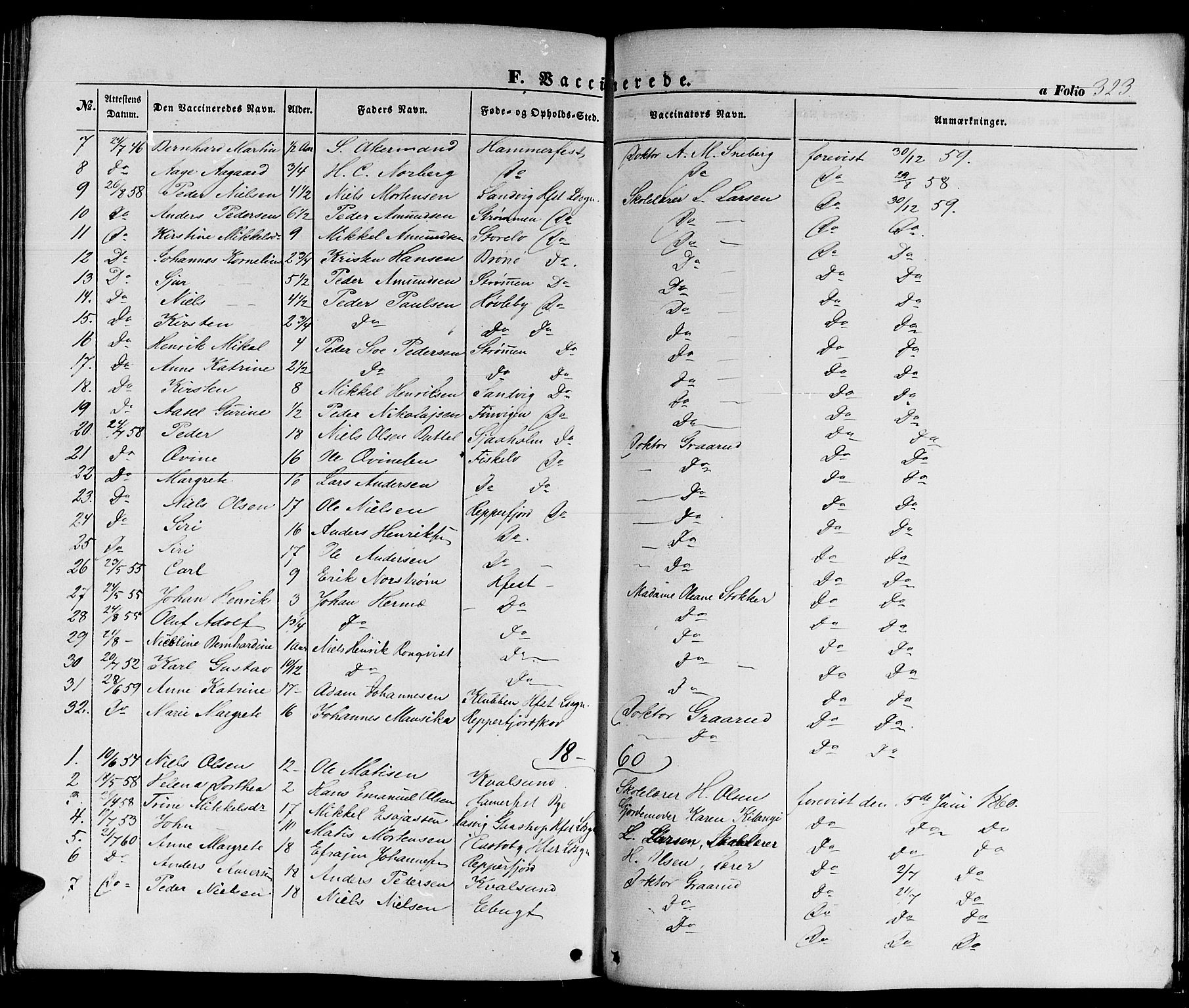 Hammerfest sokneprestkontor, SATØ/S-1347/H/Hb/L0002.klokk: Parish register (copy) no. 2, 1851-1861, p. 323