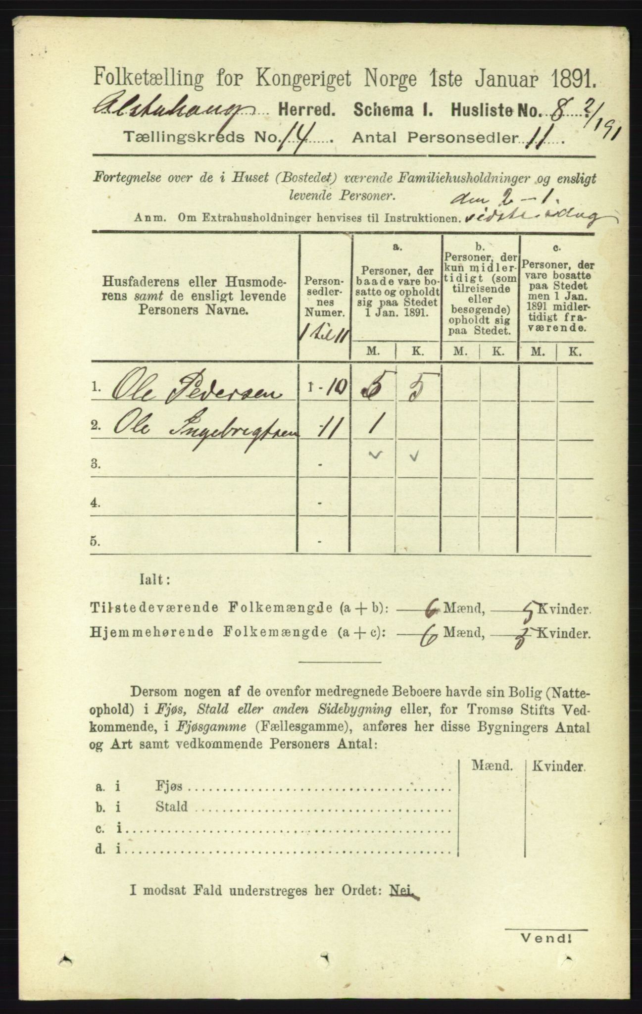 RA, 1891 census for 1820 Alstahaug, 1891, p. 4894