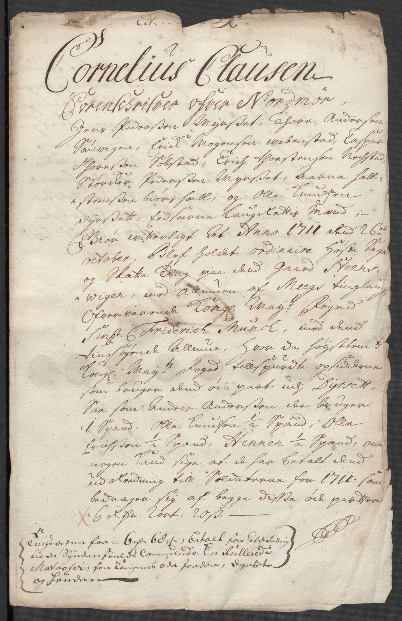 Rentekammeret inntil 1814, Reviderte regnskaper, Fogderegnskap, AV/RA-EA-4092/R56/L3745: Fogderegnskap Nordmøre, 1711, p. 408