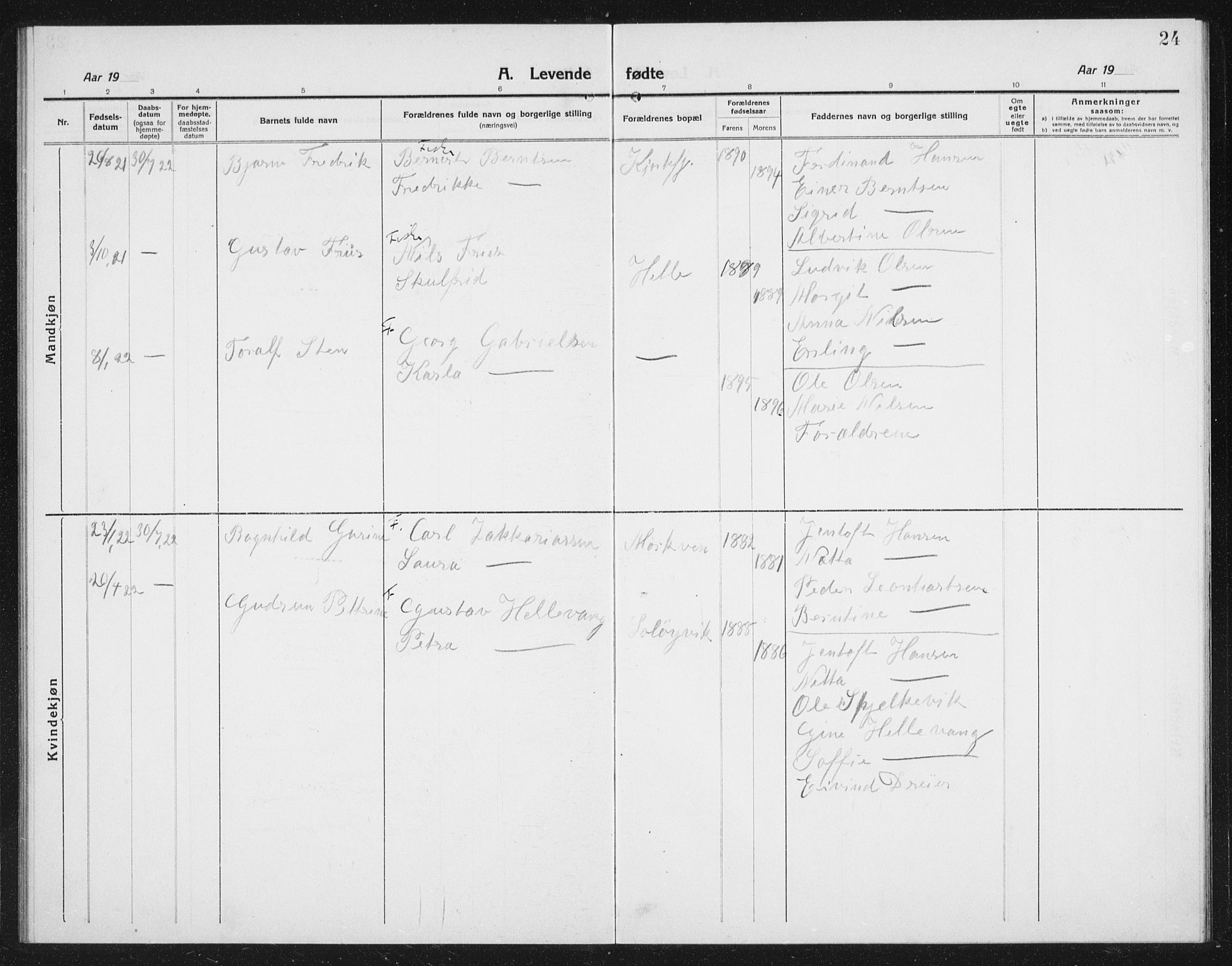 Ministerialprotokoller, klokkerbøker og fødselsregistre - Nordland, AV/SAT-A-1459/887/L1229: Parish register (copy) no. 887C01, 1916-1935, p. 24