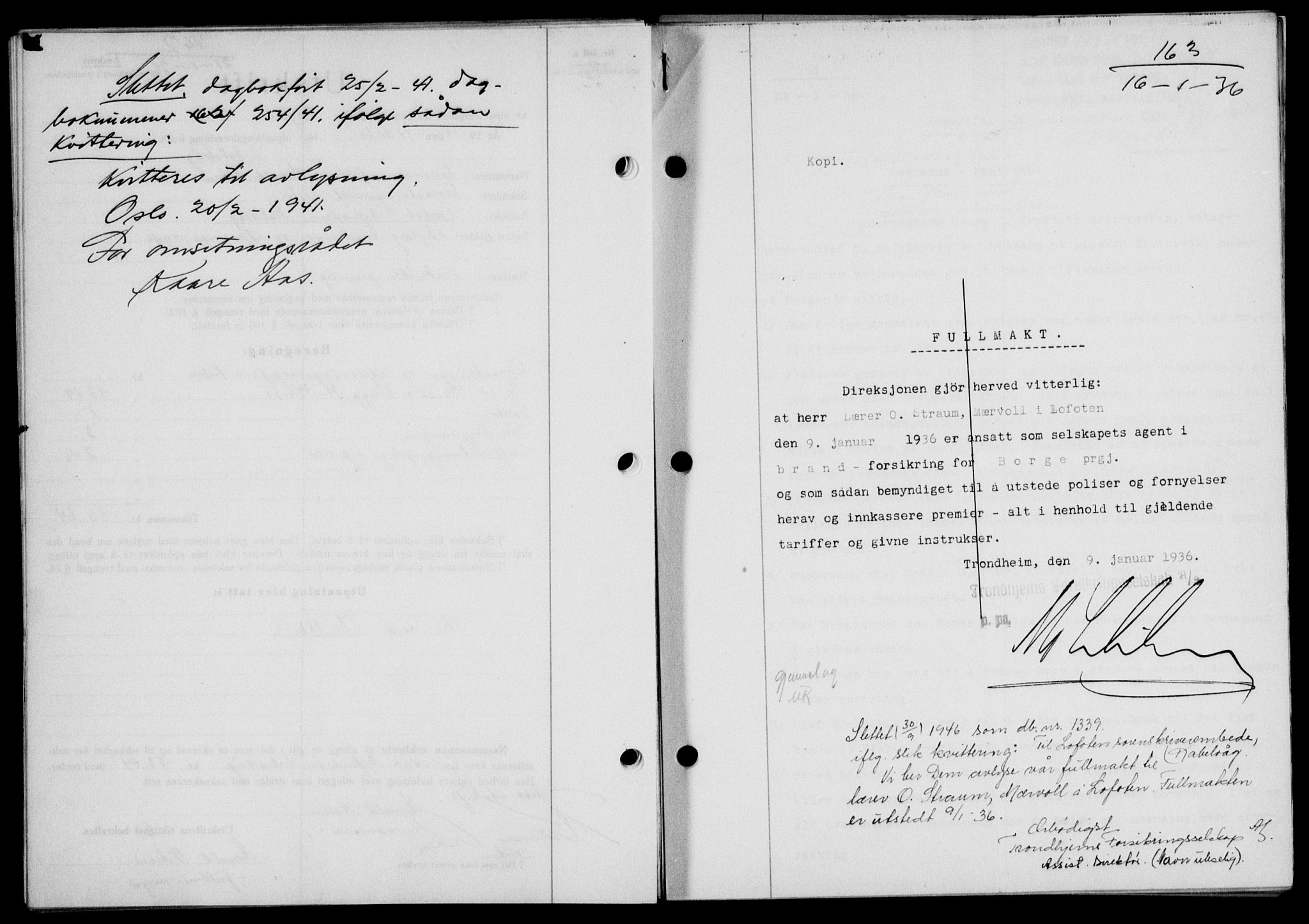 Lofoten sorenskriveri, SAT/A-0017/1/2/2C/L0033b: Mortgage book no. 33b, 1936-1936, Diary no: : 163/1936