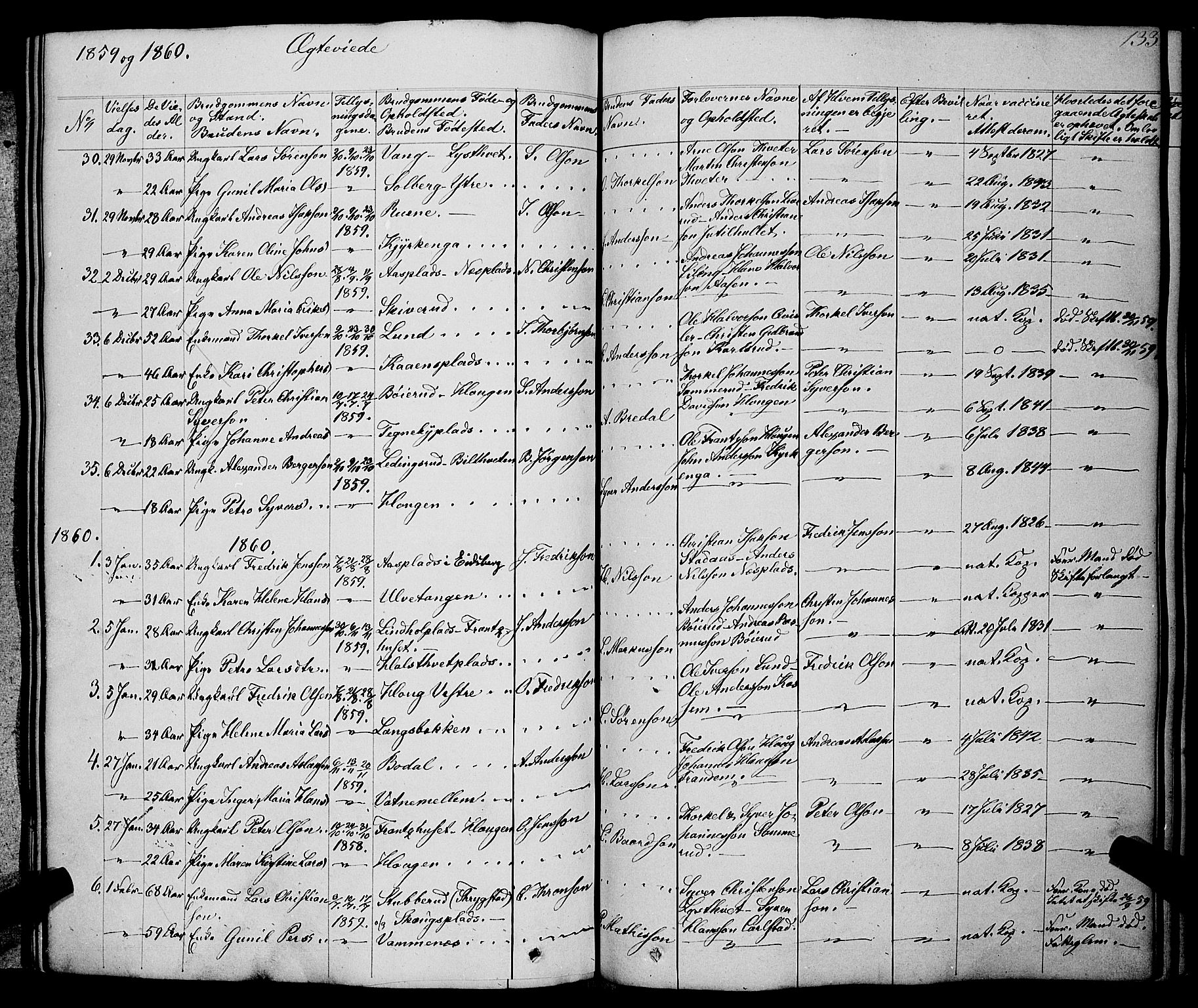 Skiptvet prestekontor Kirkebøker, AV/SAO-A-20009/F/Fa/L0006: Parish register (official) no. 6, 1839-1860, p. 133