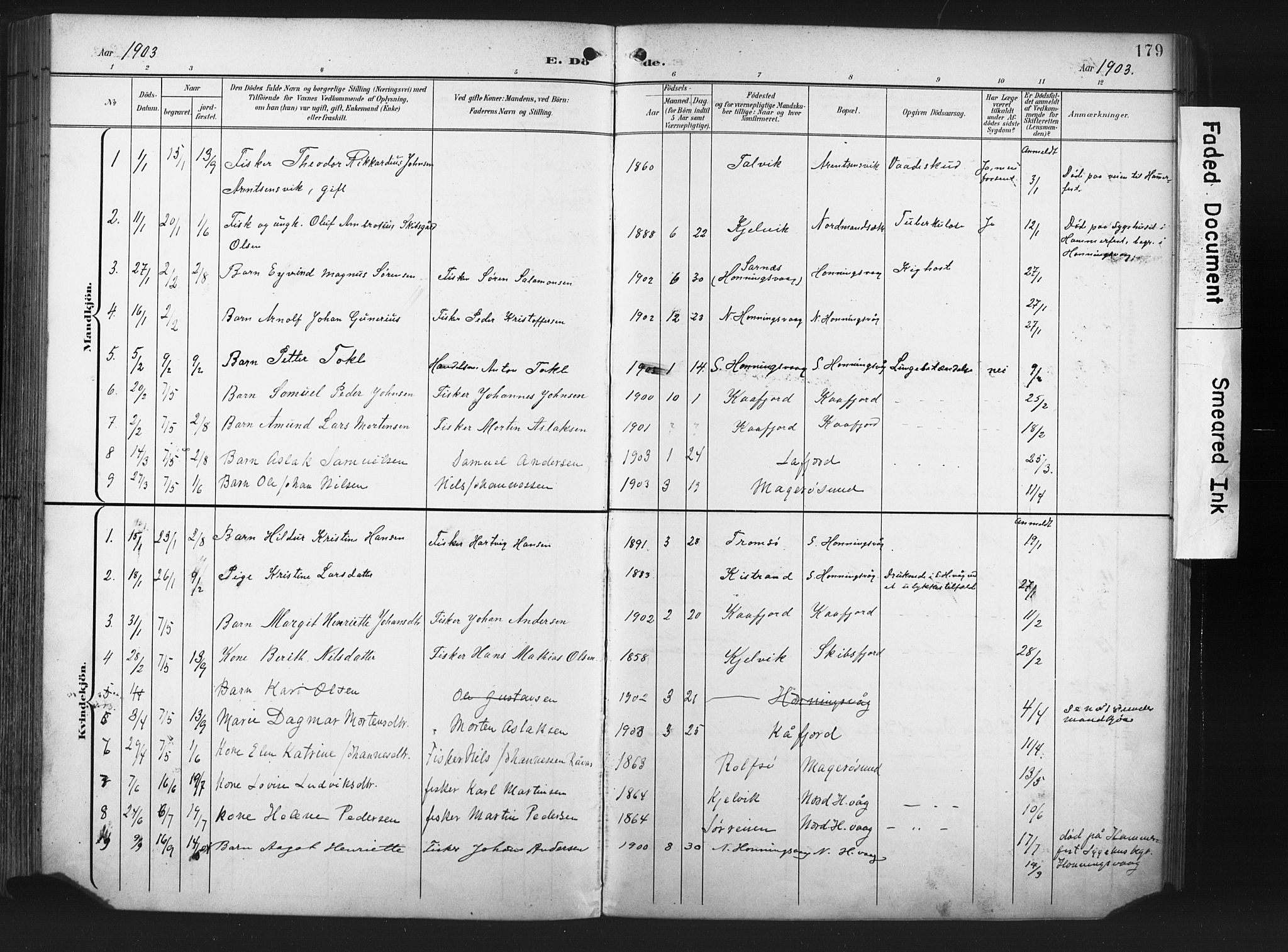 Måsøy sokneprestkontor, SATØ/S-1348/H/Ha/L0008kirke: Parish register (official) no. 8, 1900-1910, p. 179