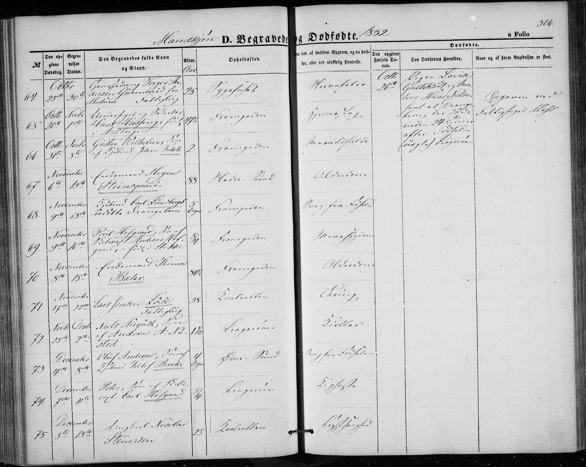 Bragernes kirkebøker, AV/SAKO-A-6/F/Fb/L0002: Parish register (official) no. II 2, 1848-1859, p. 306