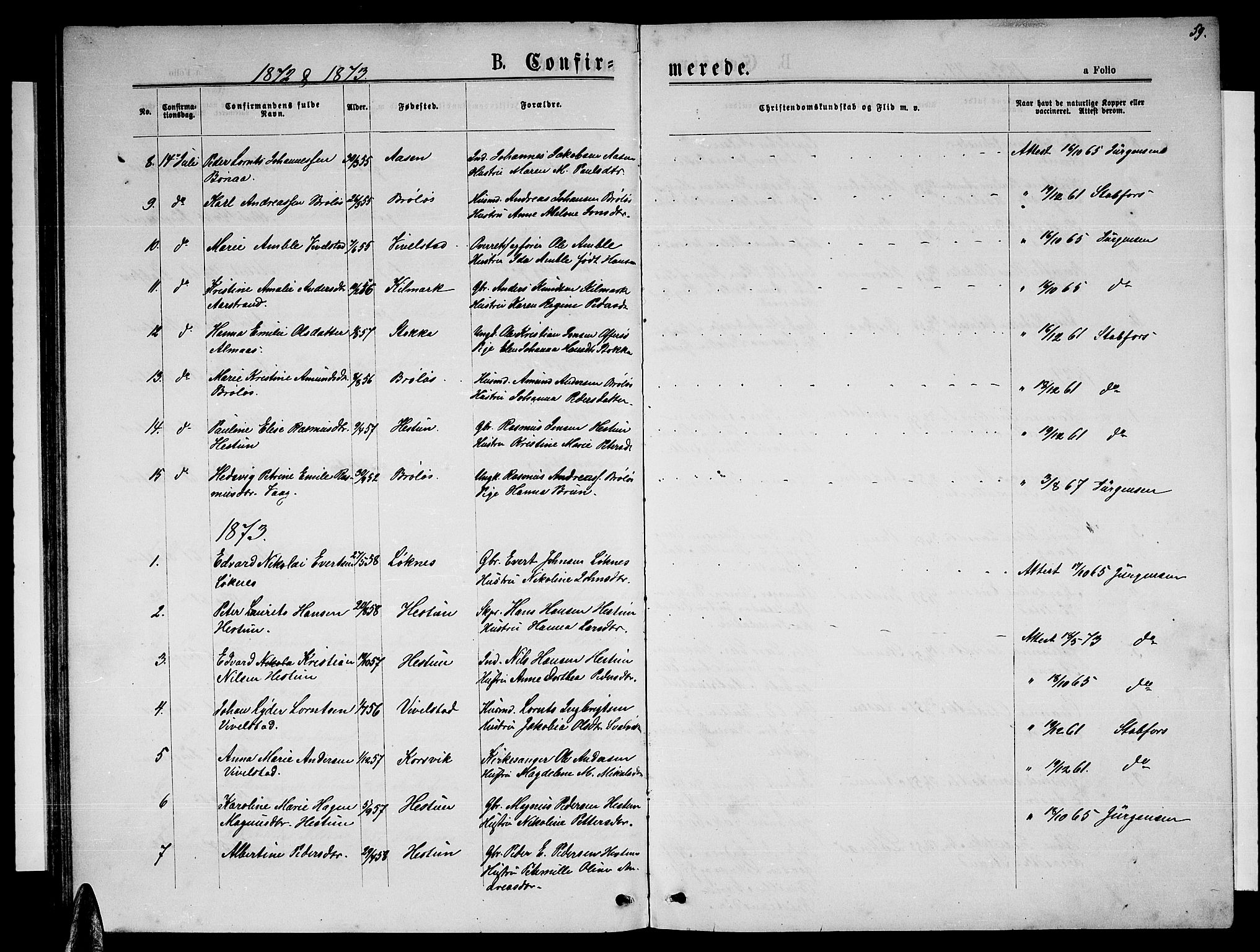 Ministerialprotokoller, klokkerbøker og fødselsregistre - Nordland, SAT/A-1459/819/L0276: Parish register (copy) no. 819C02, 1869-1887, p. 59