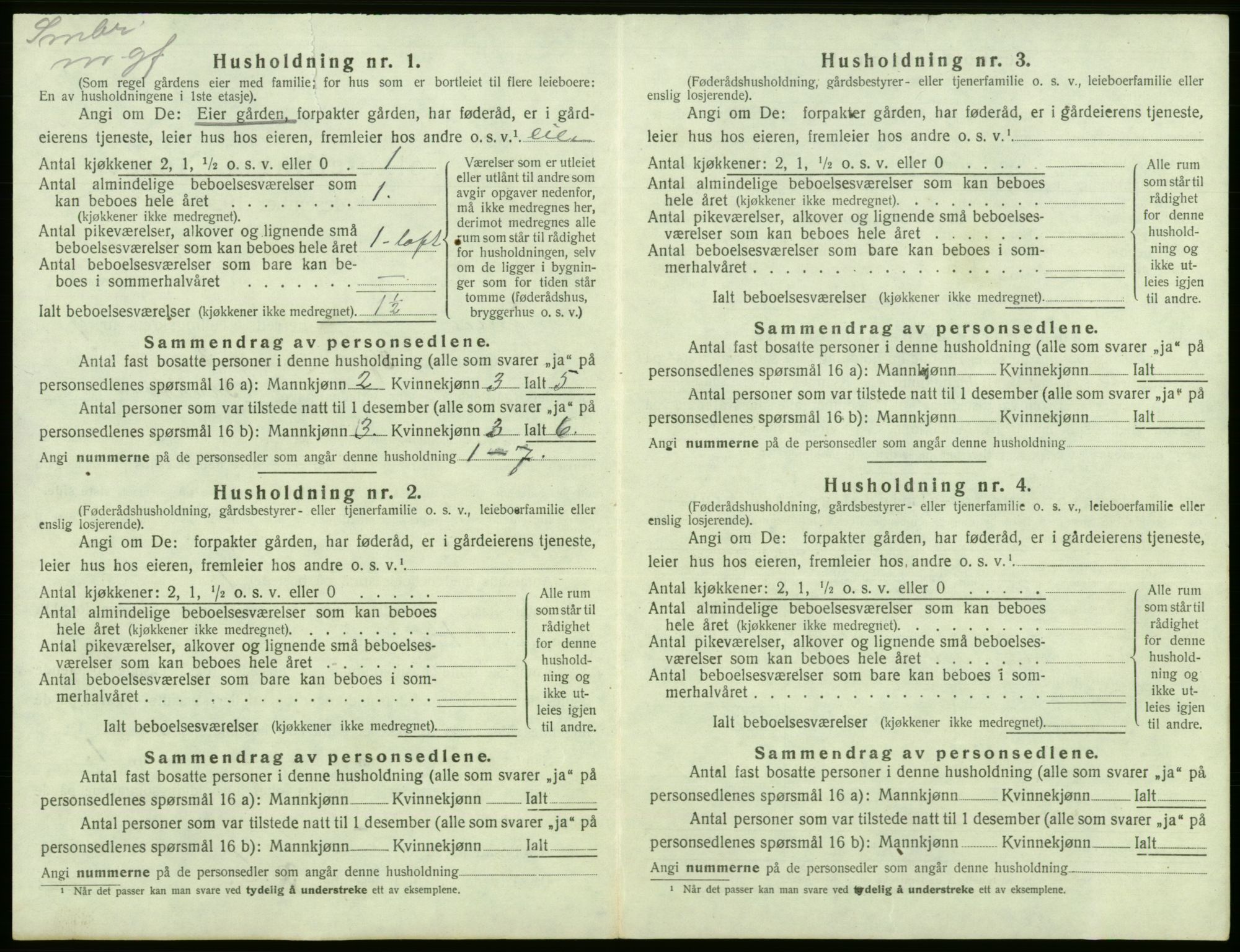 SAB, 1920 census for Tysnes, 1920, p. 819