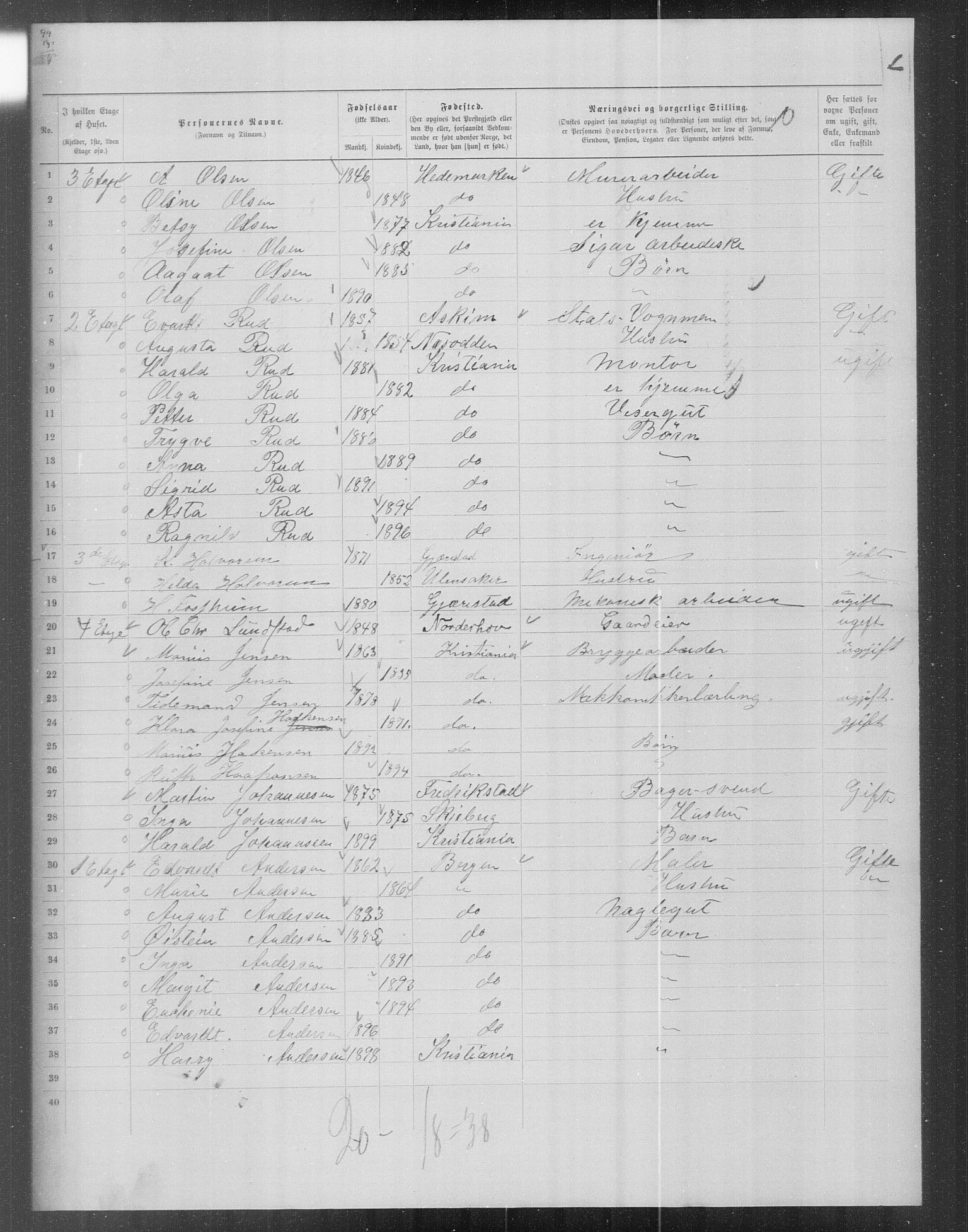 OBA, Municipal Census 1899 for Kristiania, 1899, p. 16520