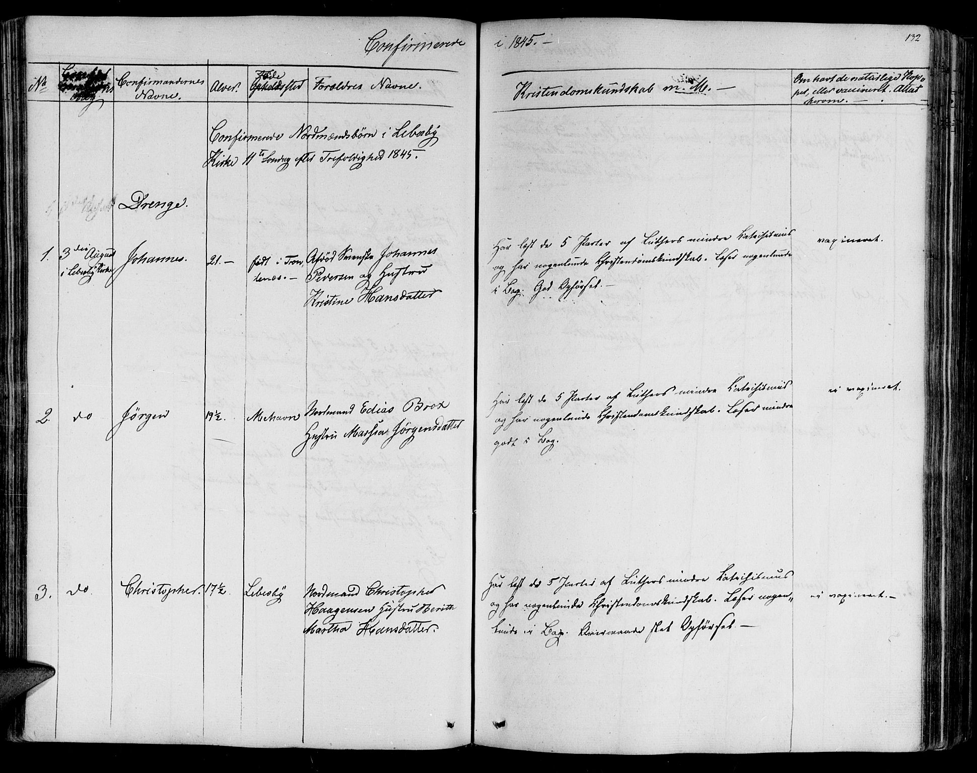 Lebesby sokneprestkontor, AV/SATØ-S-1353/H/Ha/L0003kirke: Parish register (official) no. 3, 1833-1852, p. 132