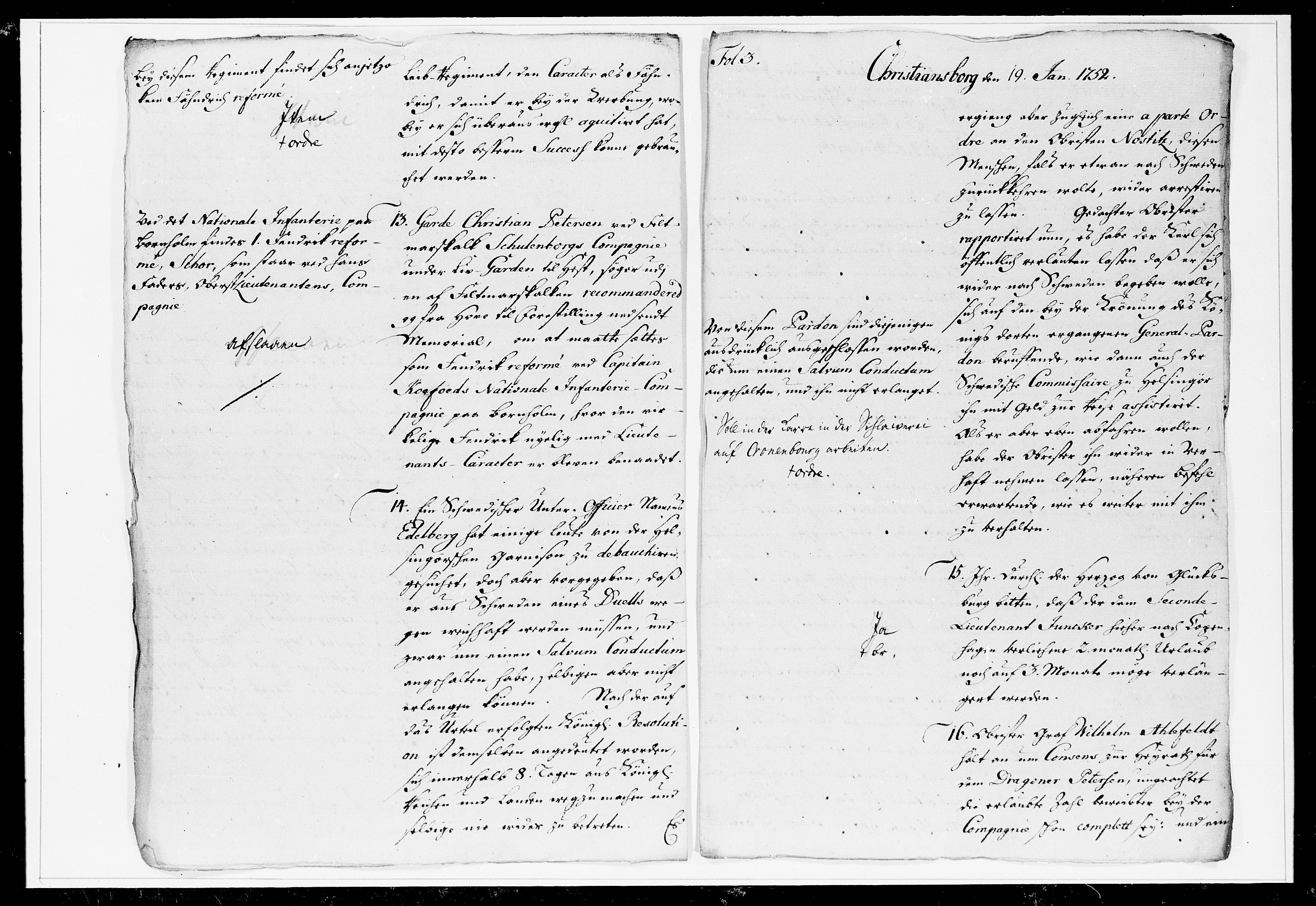 Krigskollegiet, Krigskancelliet, DRA/A-0006/-/1233-1240: Refererede sager, 1752, p. 11