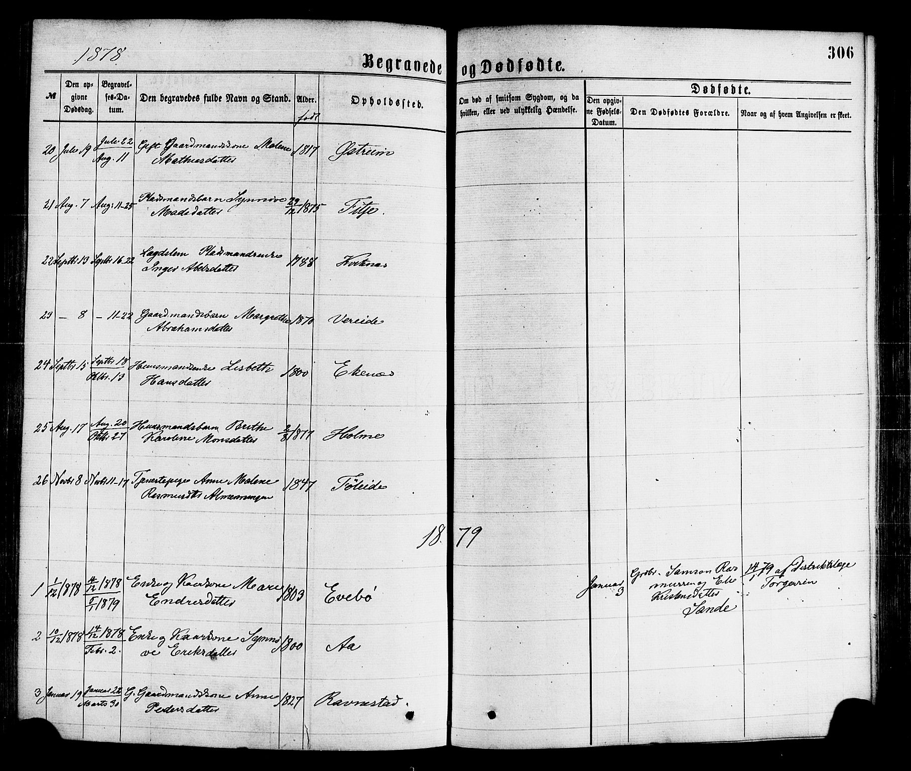 Gloppen sokneprestembete, SAB/A-80101/H/Haa/Haaa/L0010: Parish register (official) no. A 10, 1871-1884, p. 306