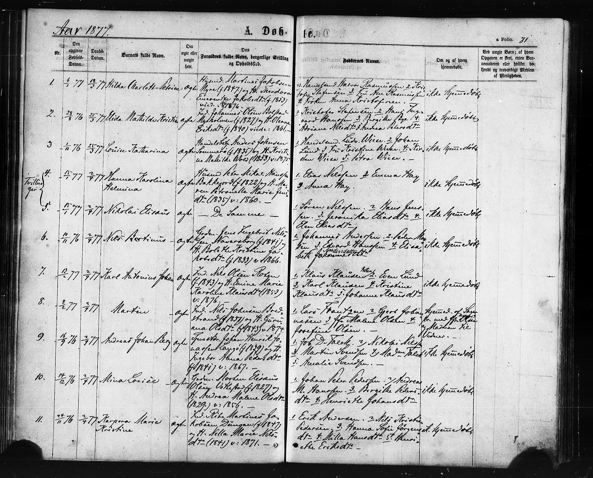 Ministerialprotokoller, klokkerbøker og fødselsregistre - Nordland, AV/SAT-A-1459/893/L1334: Parish register (official) no. 893A07, 1867-1877, p. 81