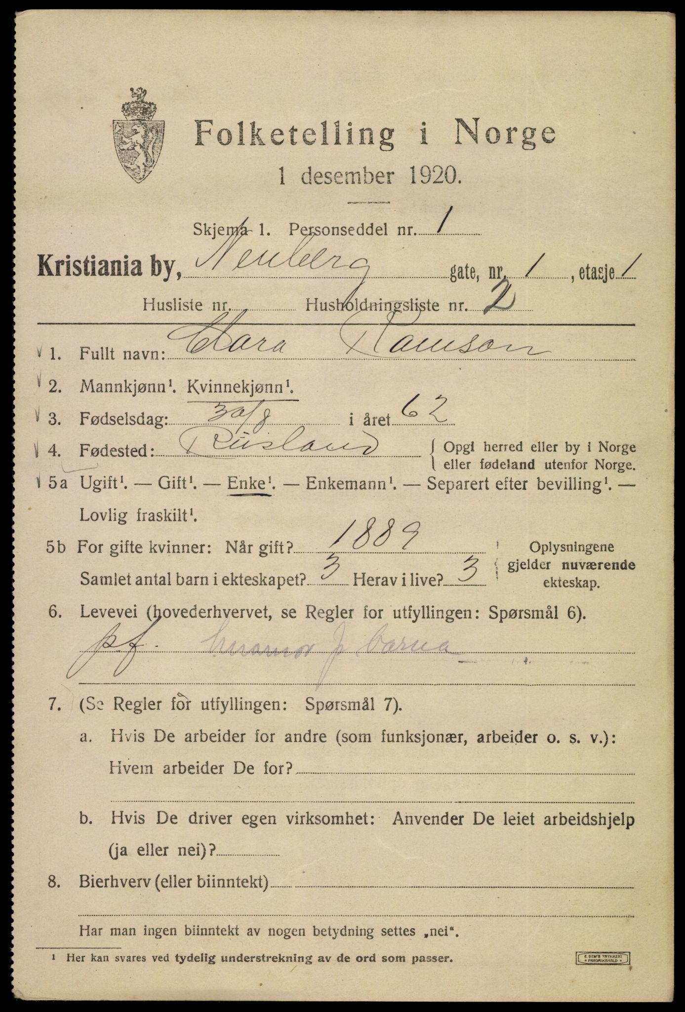 SAO, 1920 census for Kristiania, 1920, p. 410915