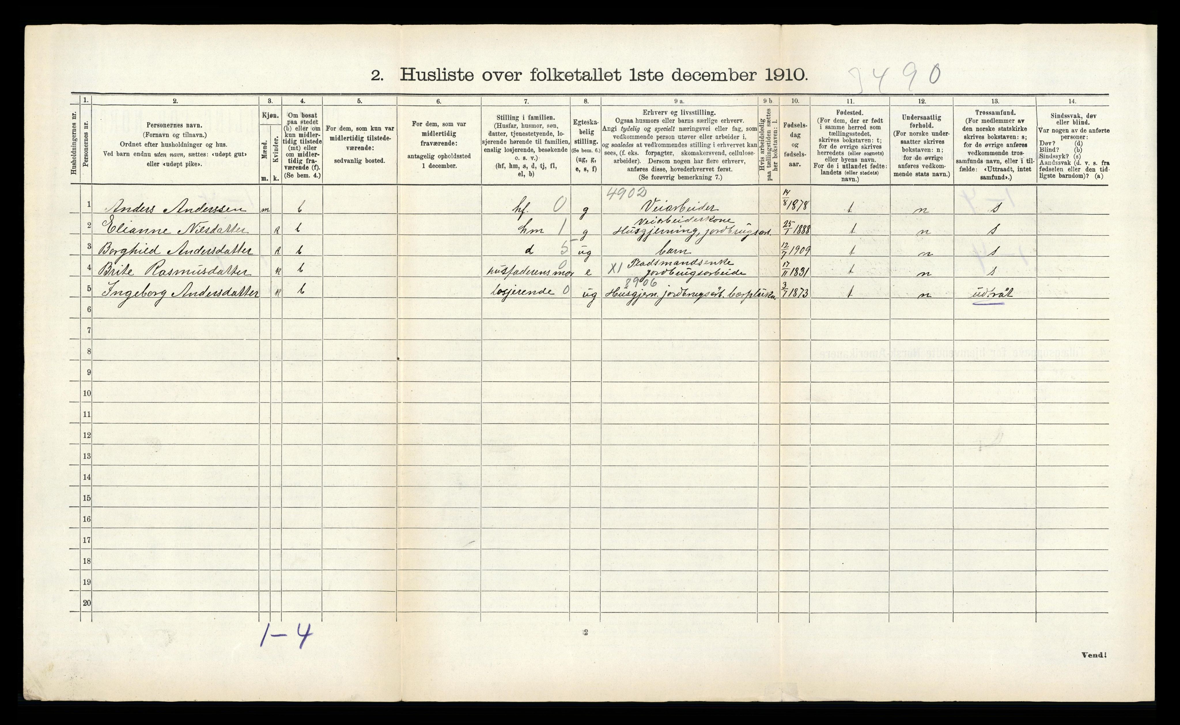 RA, 1910 census for Stryn, 1910, p. 712