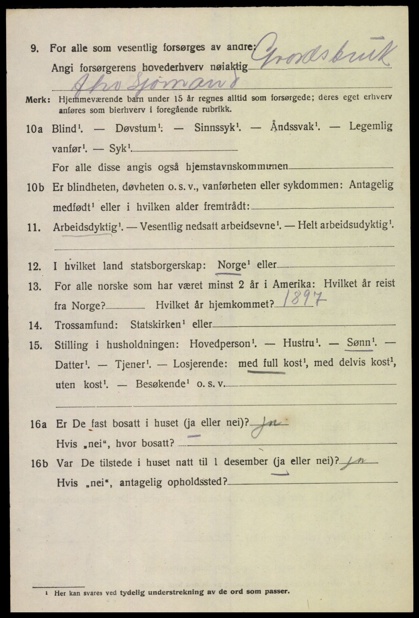 SAK, 1920 census for Kvinesdal, 1920, p. 4874