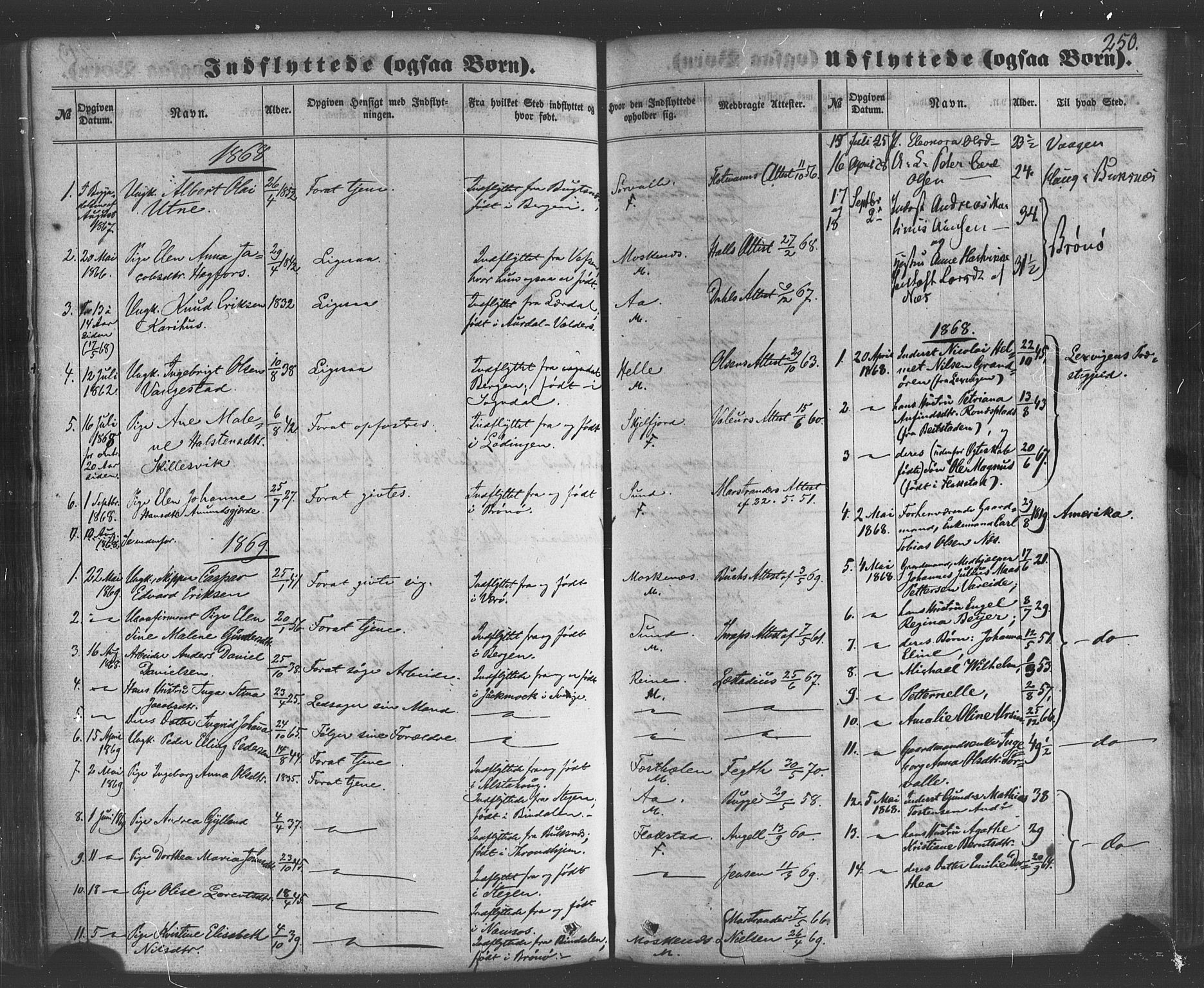 Ministerialprotokoller, klokkerbøker og fødselsregistre - Nordland, SAT/A-1459/885/L1203: Parish register (official) no. 885A04, 1859-1877, p. 250