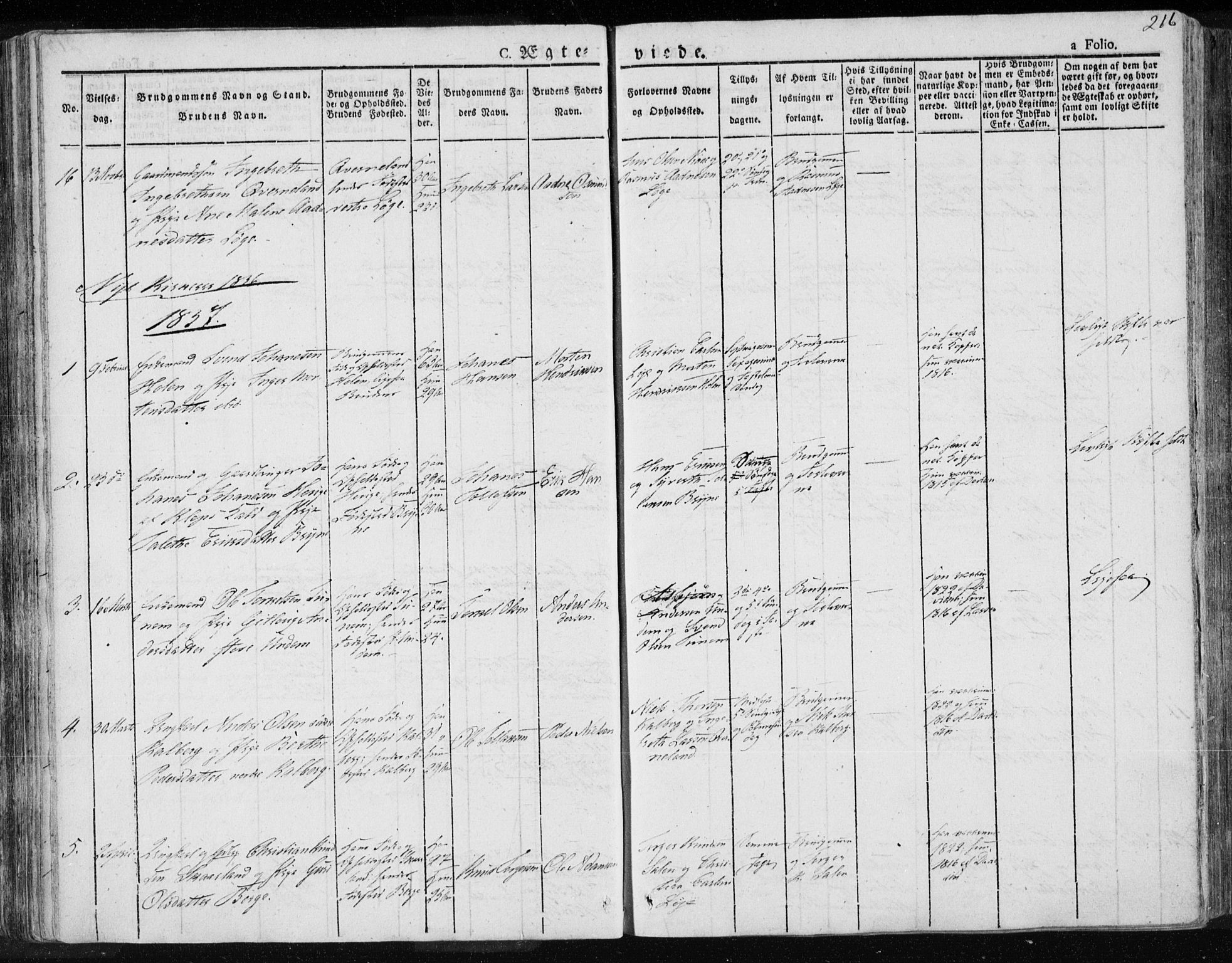 Lye sokneprestkontor, AV/SAST-A-101794/001/30BA/L0004: Parish register (official) no. A 4, 1826-1841, p. 216