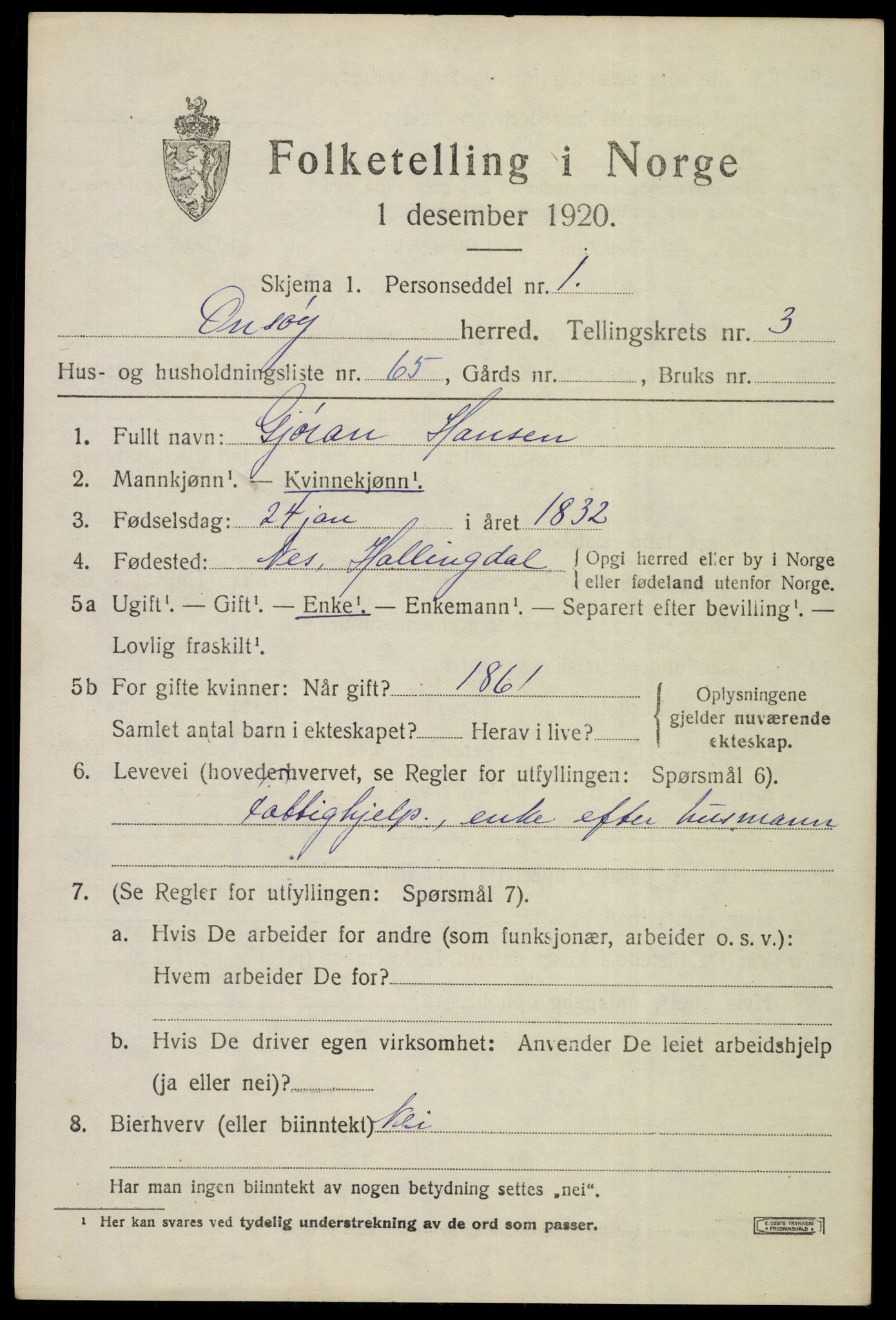 SAO, 1920 census for Onsøy, 1920, p. 4899